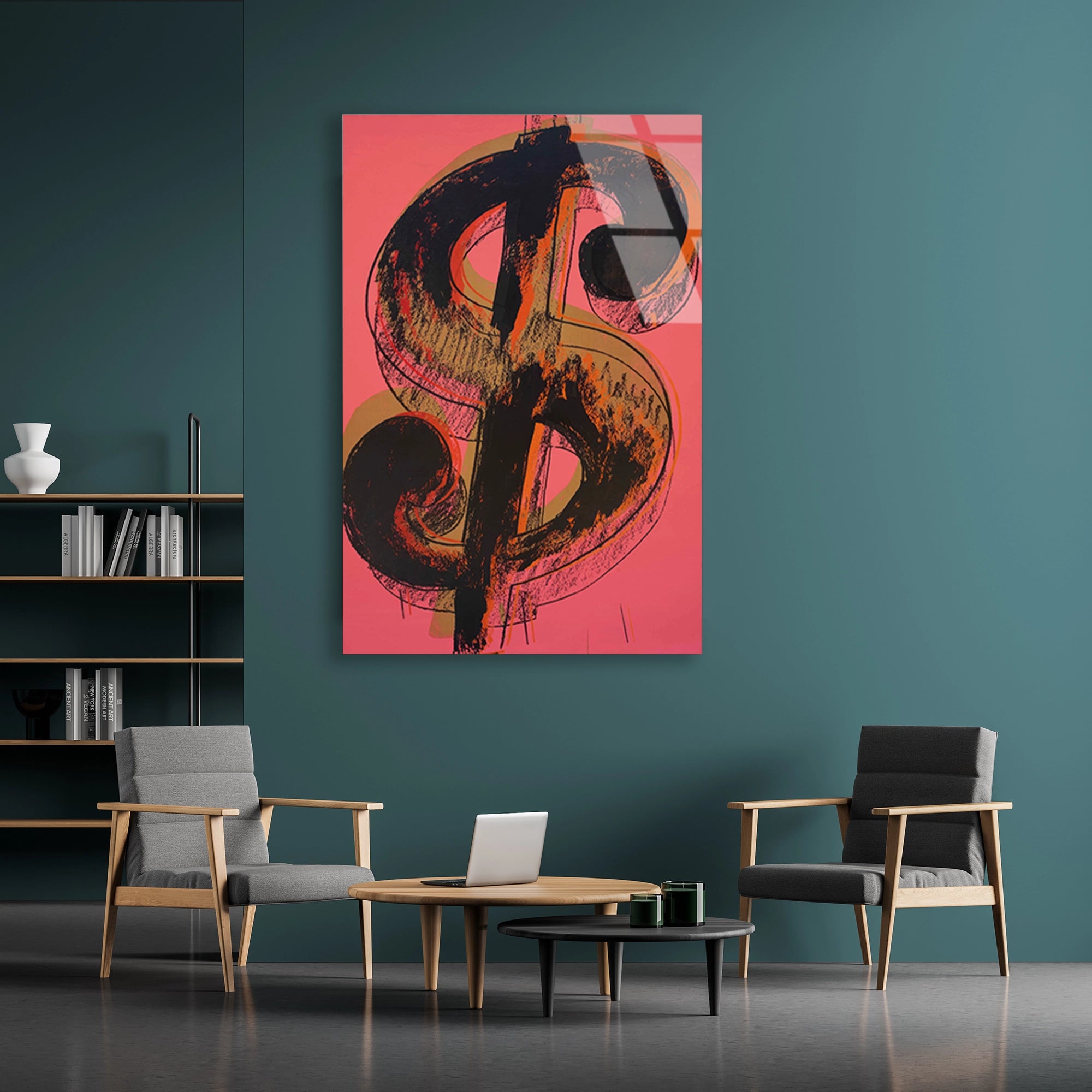 DOLAR İŞARETİ POP ART PEMBE - CAM TABLO - DEG0531