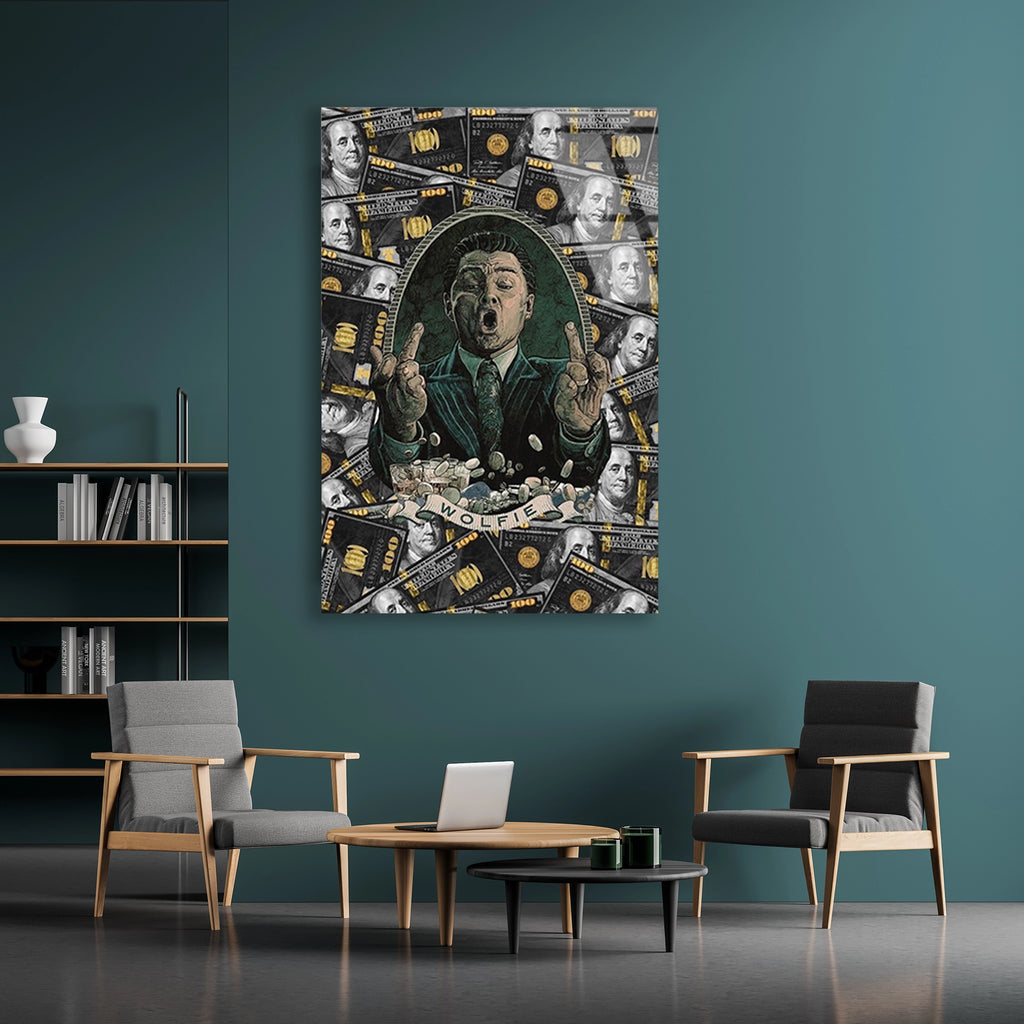 WOLF OF WALL STREET PARA POP ART - CAM TABLO - DEG0537
