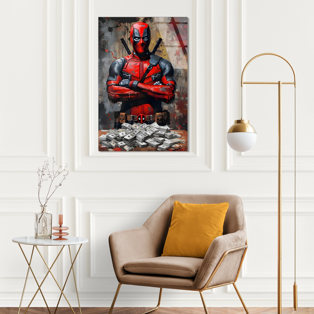 DEADPOOL PARA DESTESİ POP ART - CAM TABLO - DEG0541