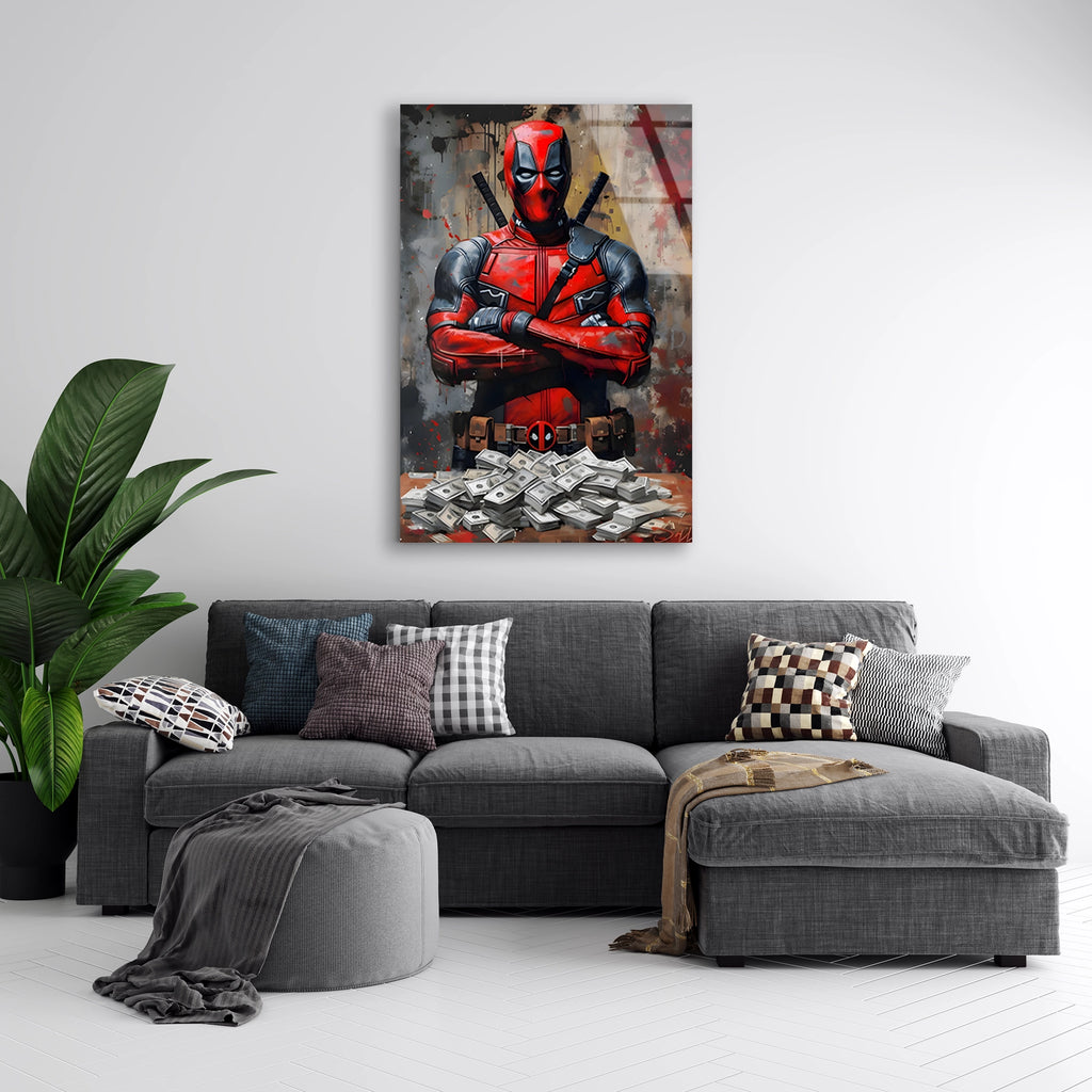 DEADPOOL PARA DESTESİ POP ART - CAM TABLO - DEG0541