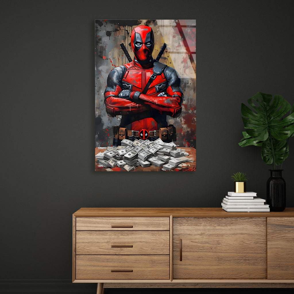 DEADPOOL PARA DESTESİ POP ART - CAM TABLO - DEG0541