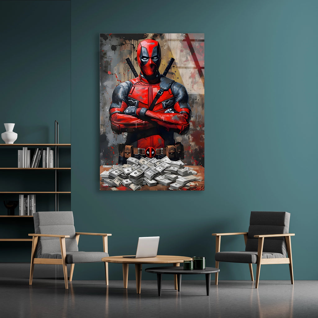 DEADPOOL PARA DESTESİ POP ART - CAM TABLO - DEG0541