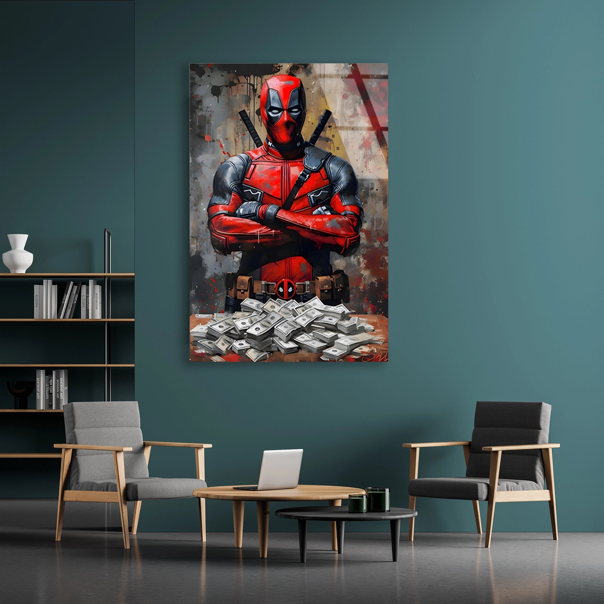 DEADPOOL PARA DESTESİ POP ART - CAM TABLO - DEG0541