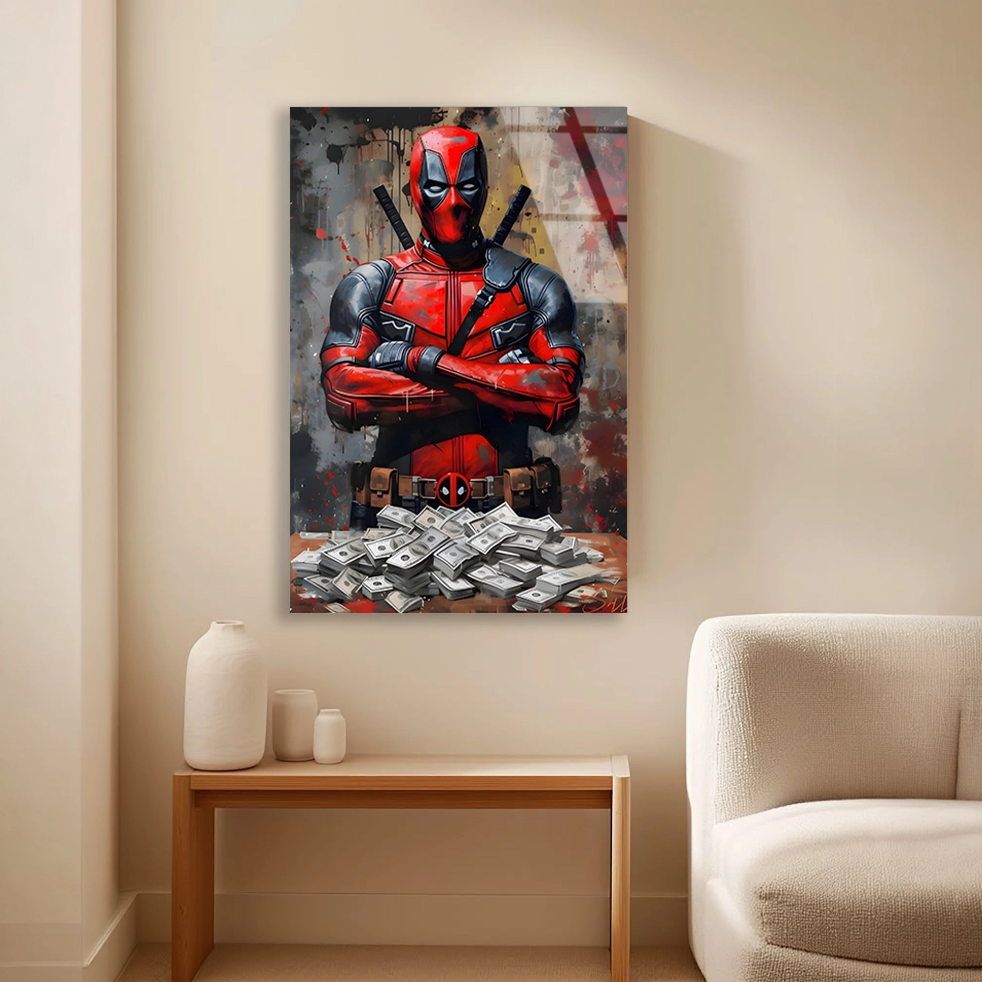 DEADPOOL PARA DESTESİ POP ART - CAM TABLO - DEG0541