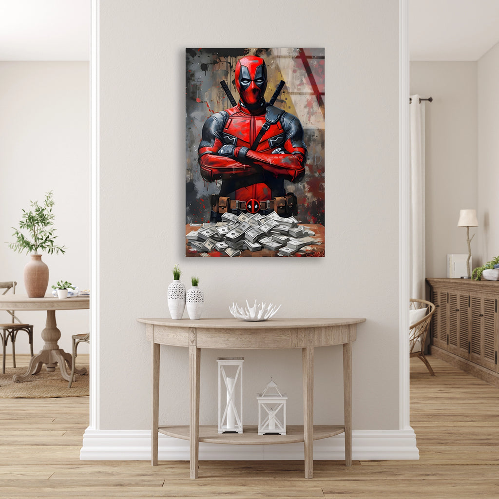 DEADPOOL PARA DESTESİ POP ART - CAM TABLO - DEG0541