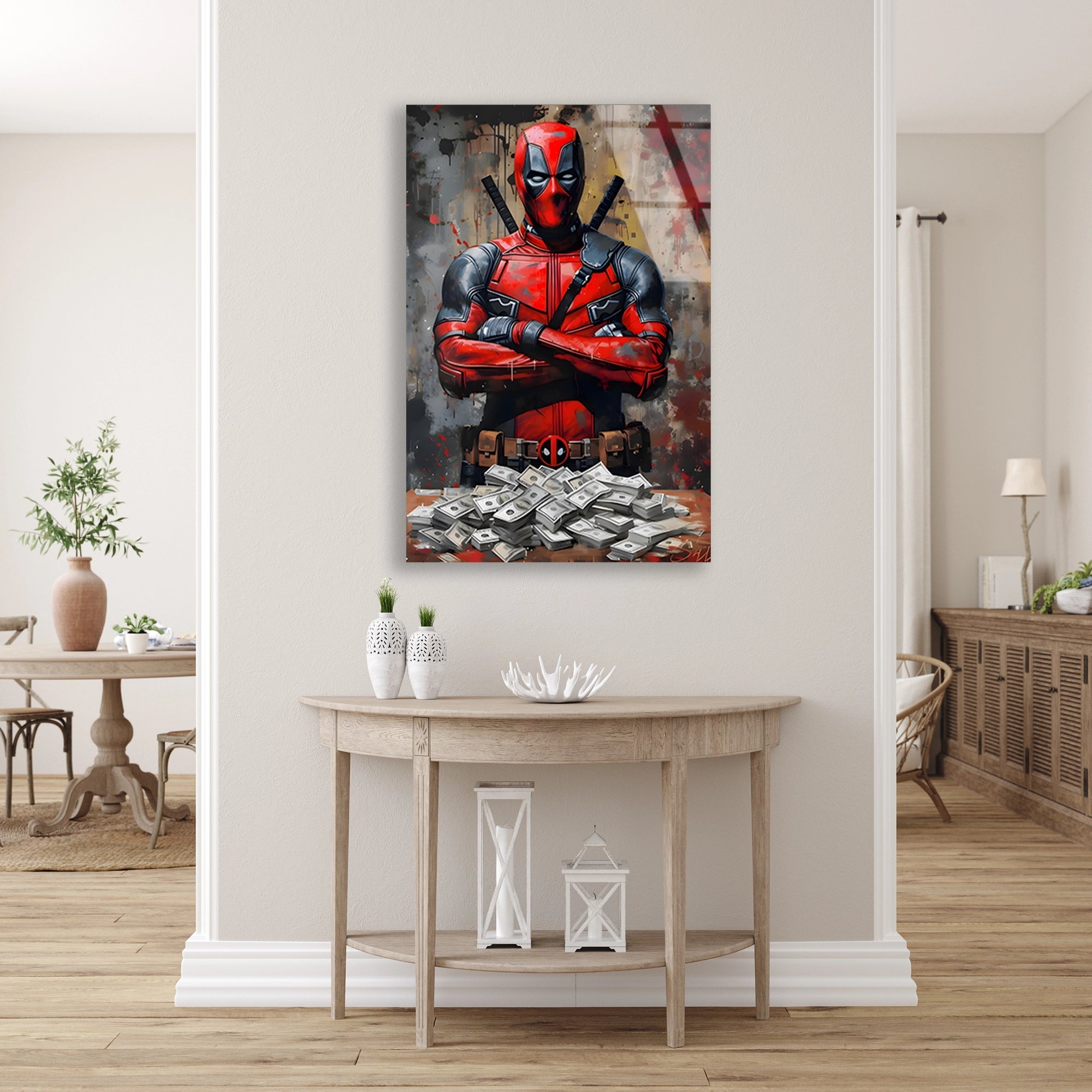 DEADPOOL PARA DESTESİ POP ART - CAM TABLO - DEG0541