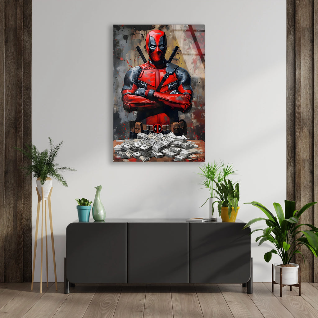 DEADPOOL PARA DESTESİ POP ART - CAM TABLO - DEG0541