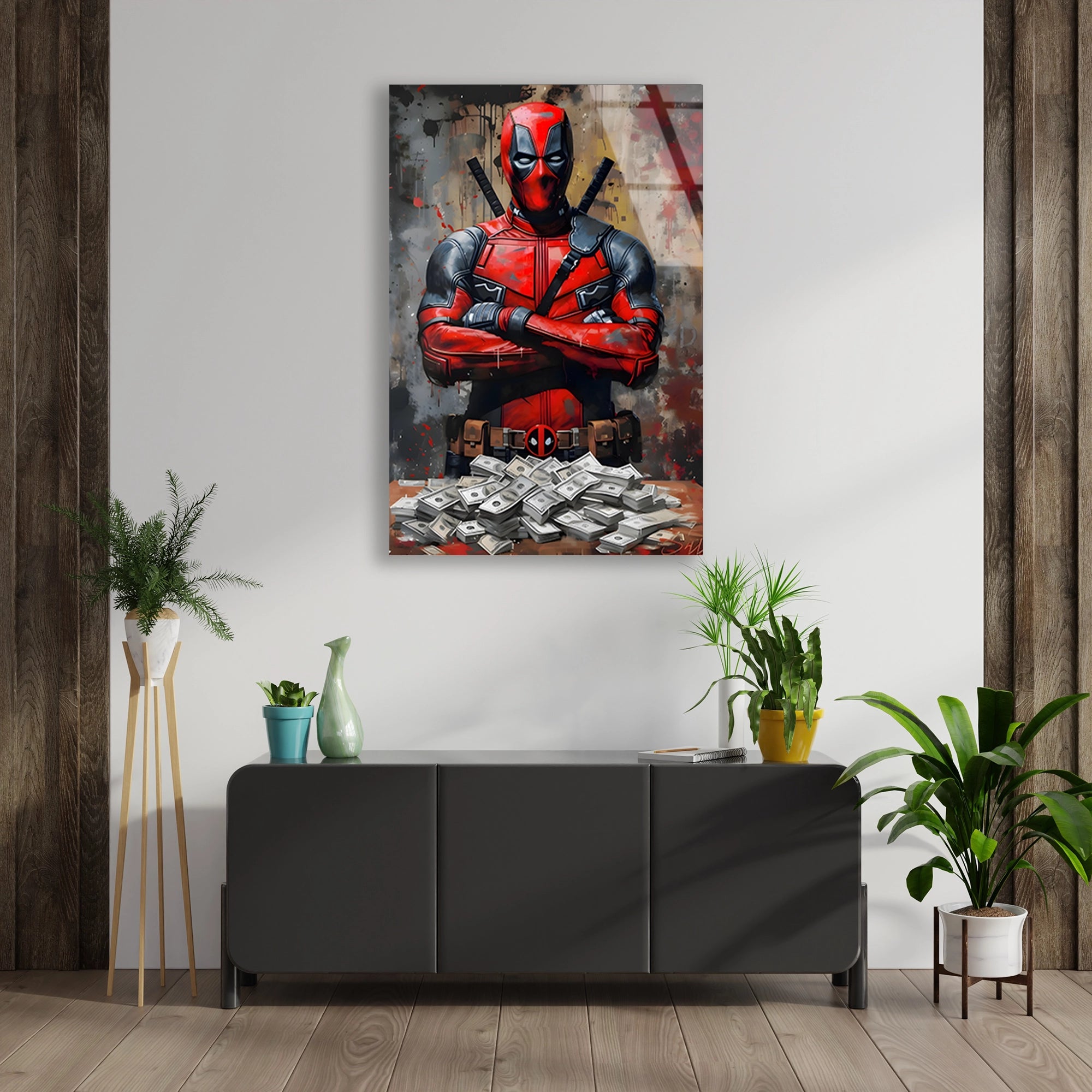 DEADPOOL PARA DESTESİ POP ART - CAM TABLO - DEG0541