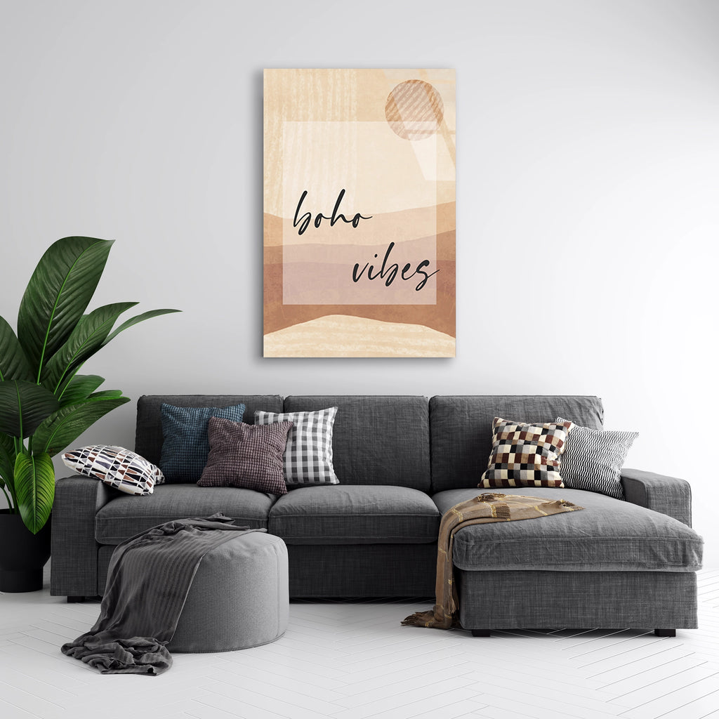 BOHO VIBES YAZILI MİNİMAL - CAM TABLO - DEG0555