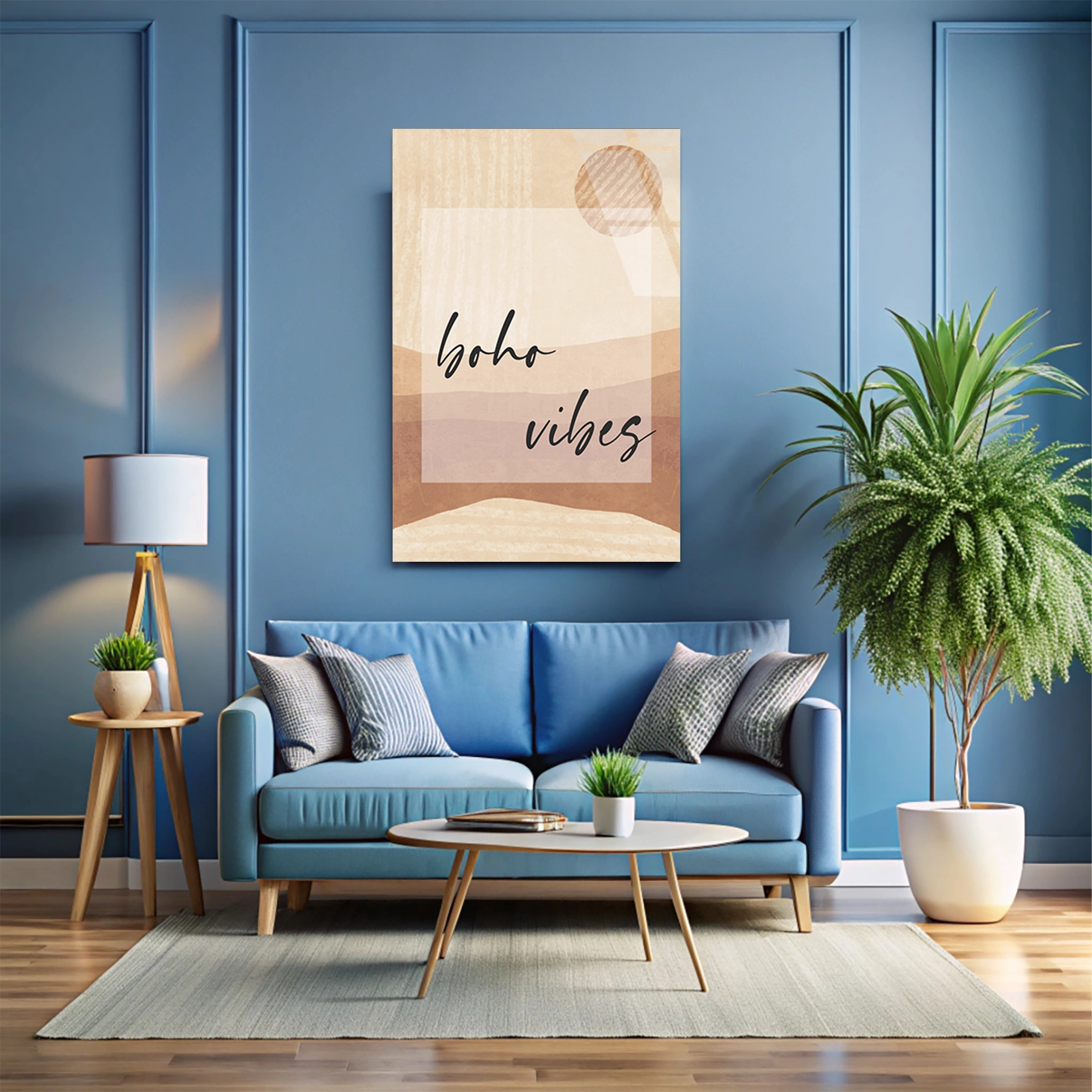 BOHO VIBES YAZILI MİNİMAL - CAM TABLO - DEG0555