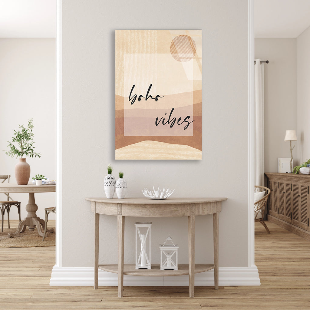 BOHO VIBES YAZILI MİNİMAL - CAM TABLO - DEG0555