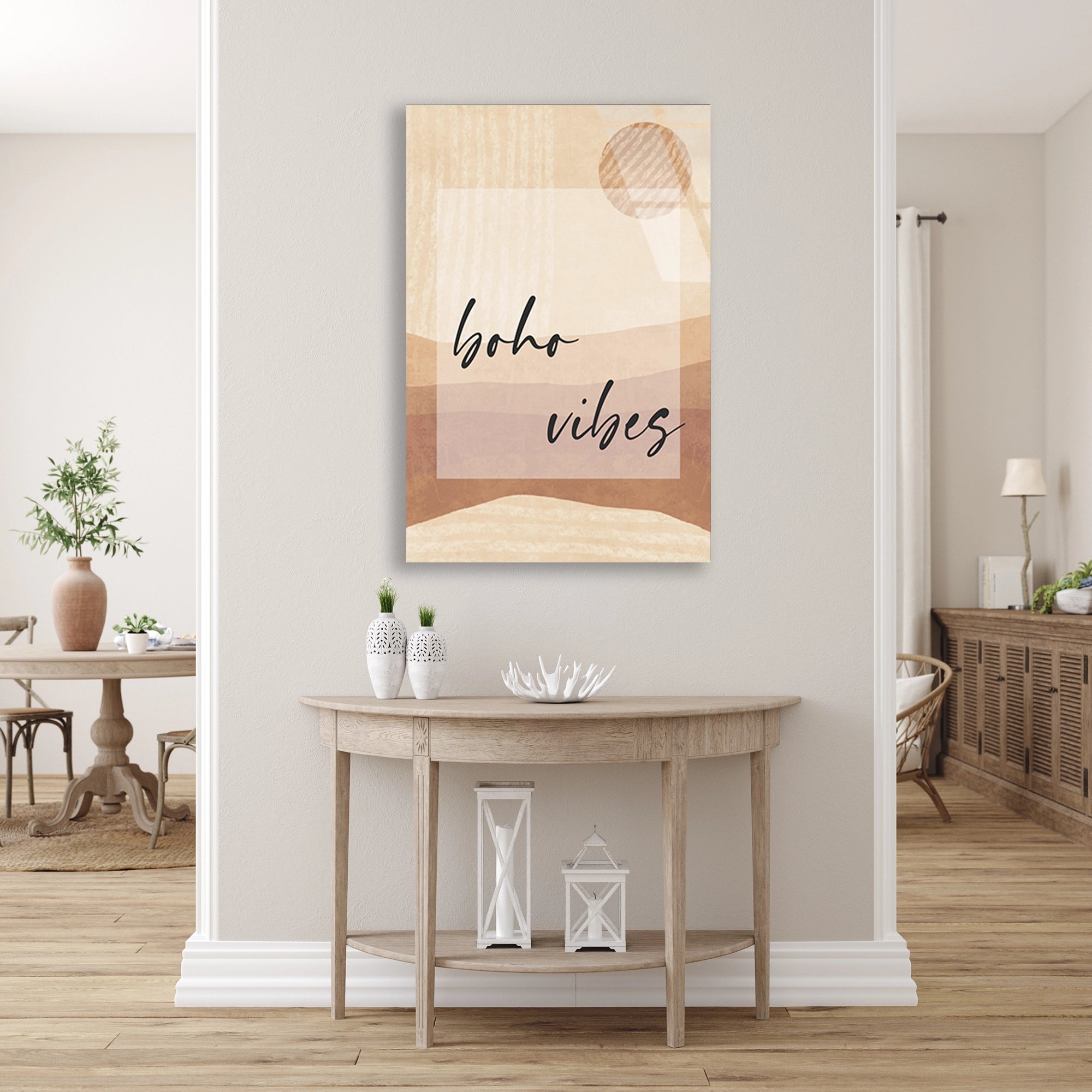 BOHO VIBES YAZILI MİNİMAL - CAM TABLO - DEG0555