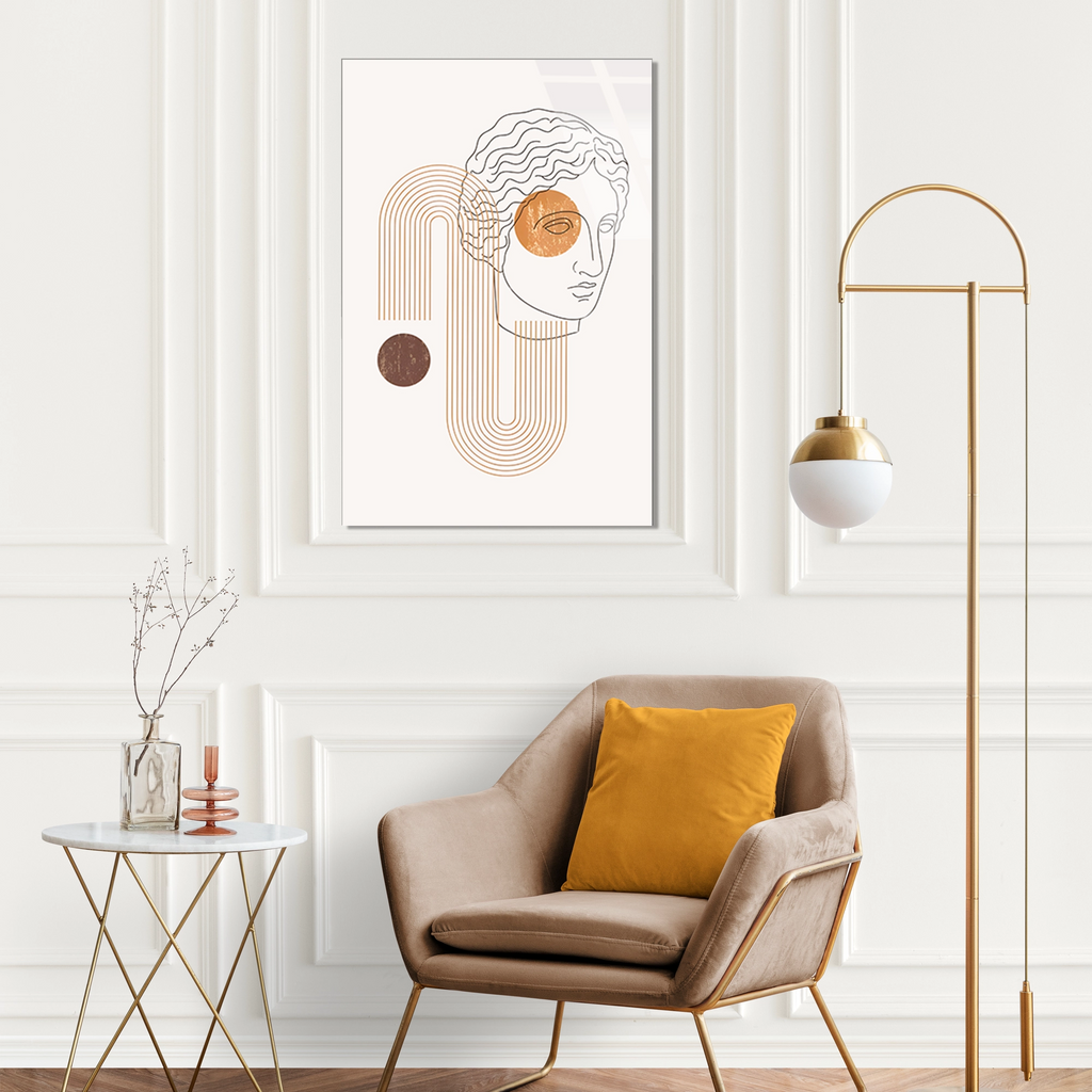 ANTİK HEYKEL LINE ART BOHO - CAM TABLO - DEG0560