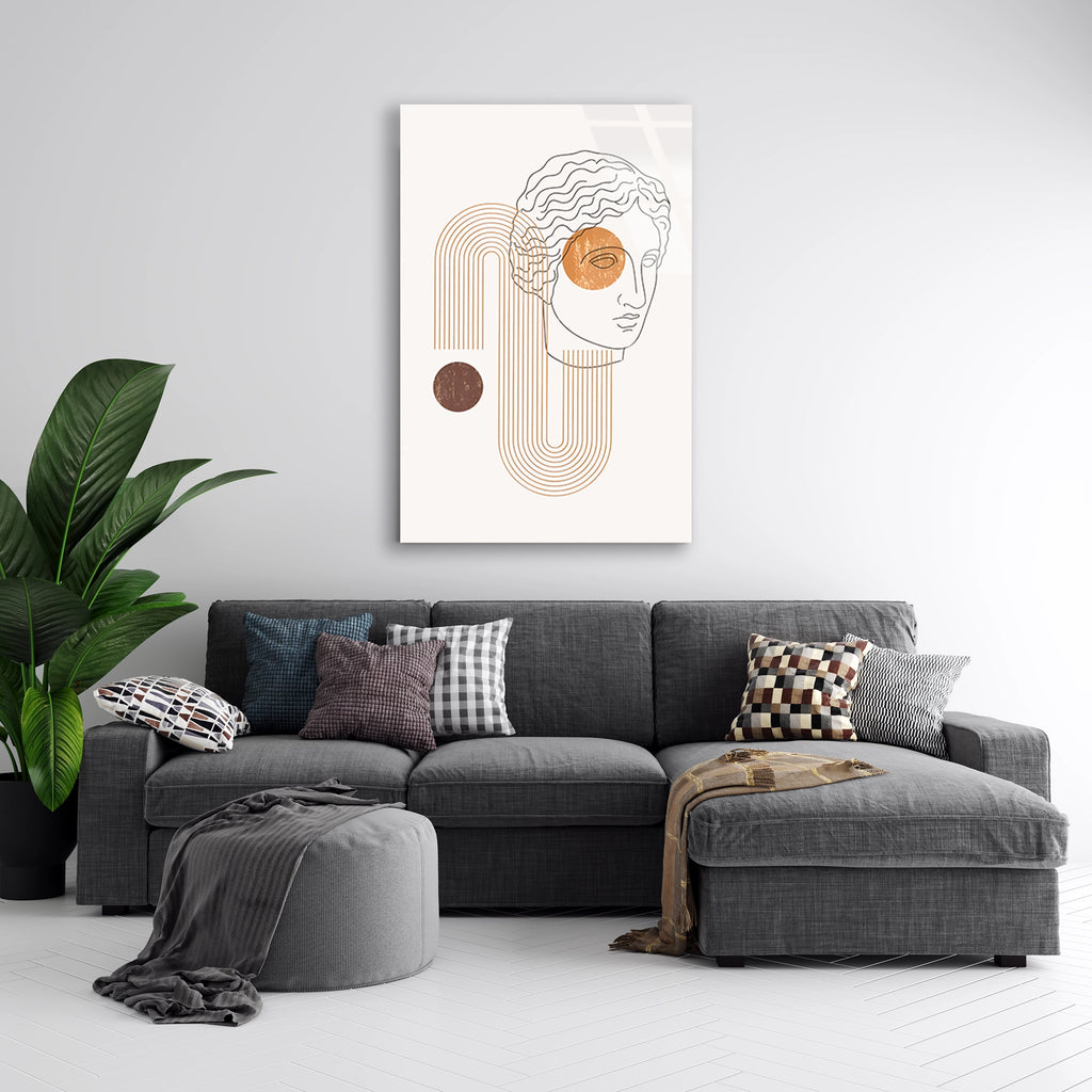 ANTİK HEYKEL LINE ART BOHO - CAM TABLO - DEG0560