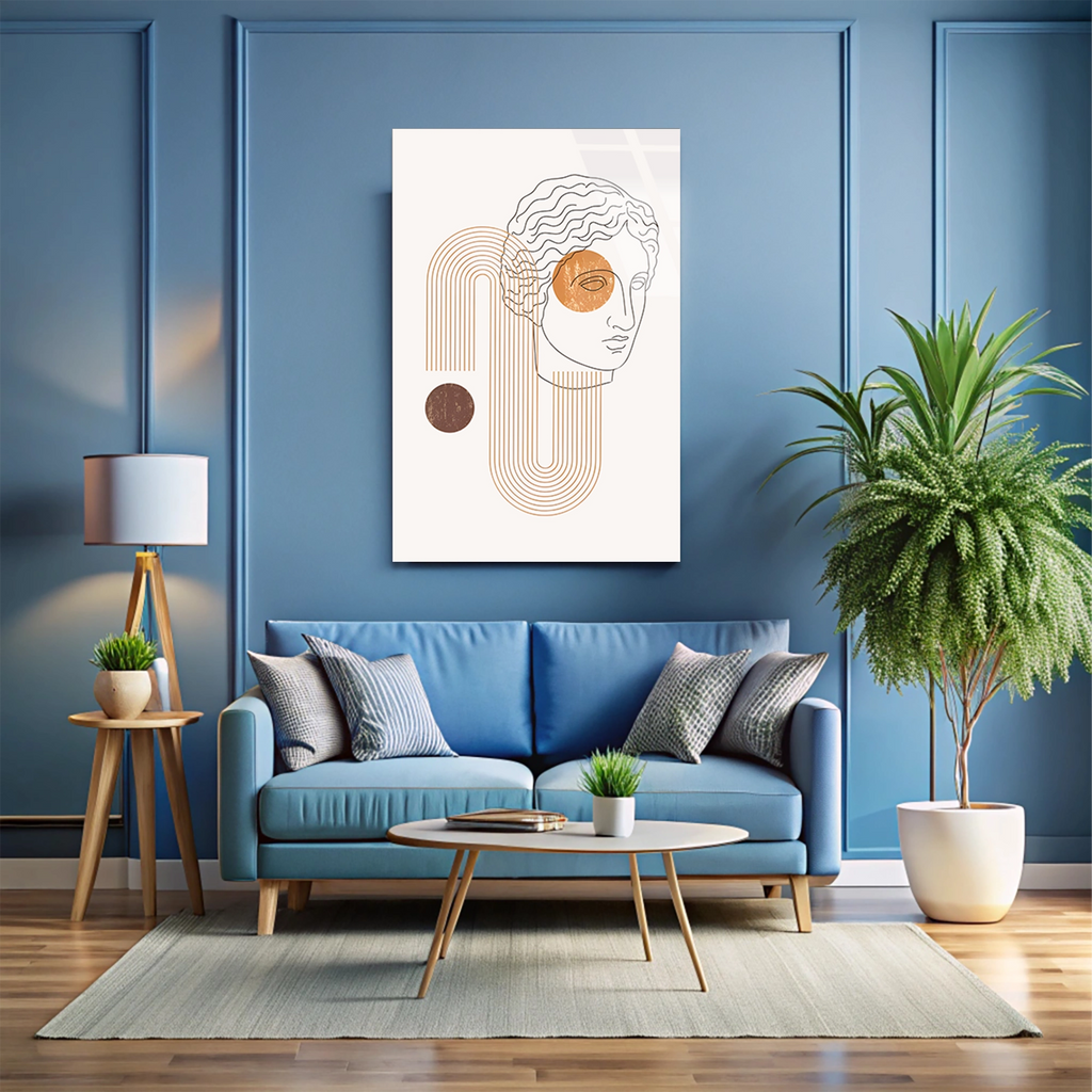 ANTİK HEYKEL LINE ART BOHO - CAM TABLO - DEG0560