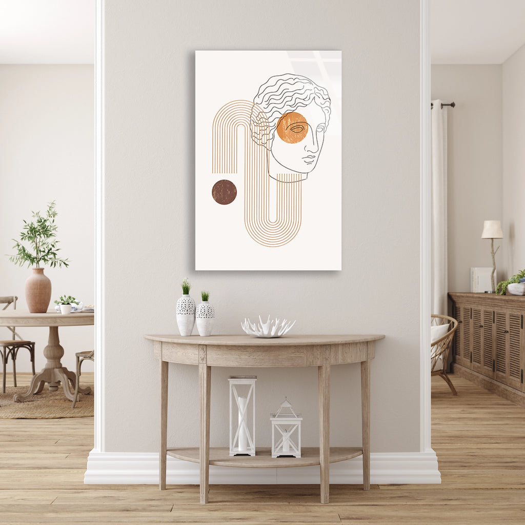 ANTİK HEYKEL LINE ART BOHO - CAM TABLO - DEG0560