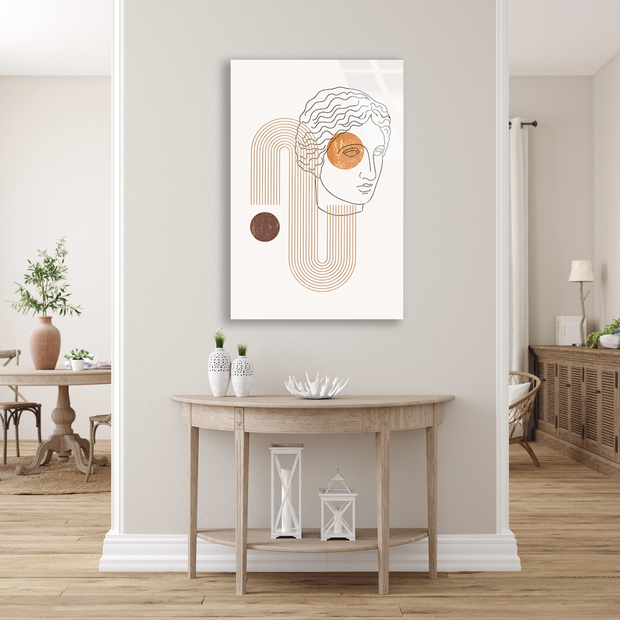 ANTİK HEYKEL LINE ART BOHO - CAM TABLO - DEG0560