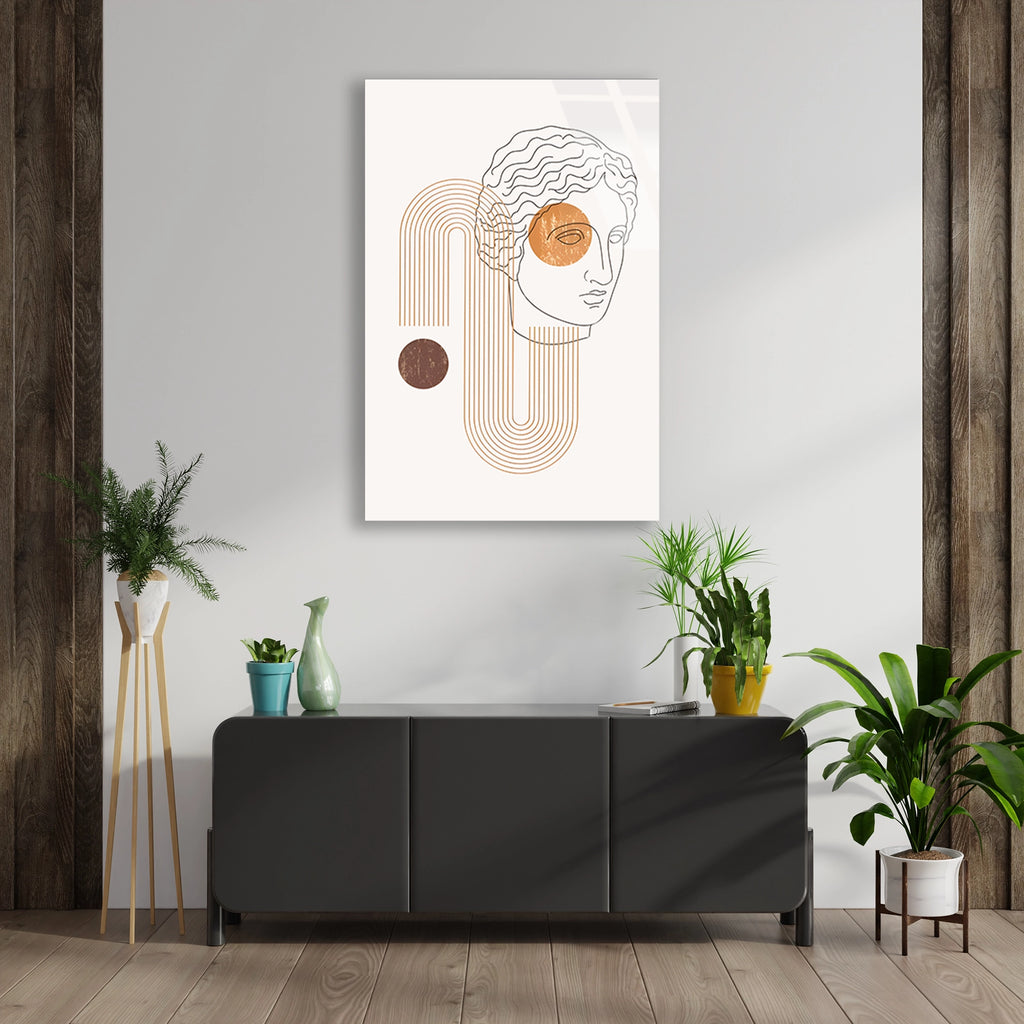 ANTİK HEYKEL LINE ART BOHO - CAM TABLO - DEG0560