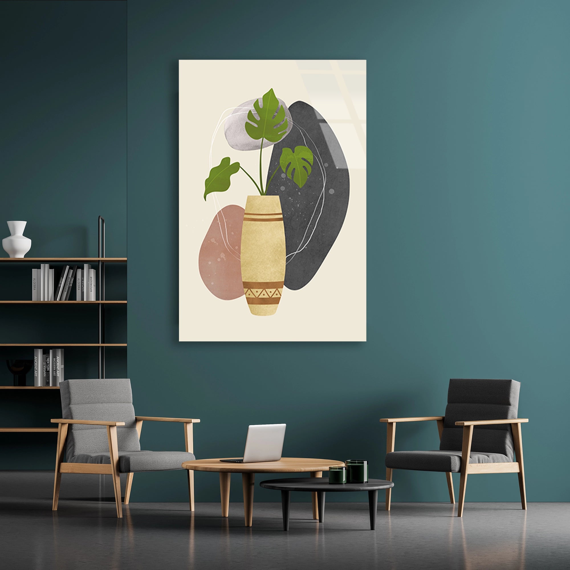MONSTERA VAZO MİNİMAL BOHO - CAM TABLO - DEG0570