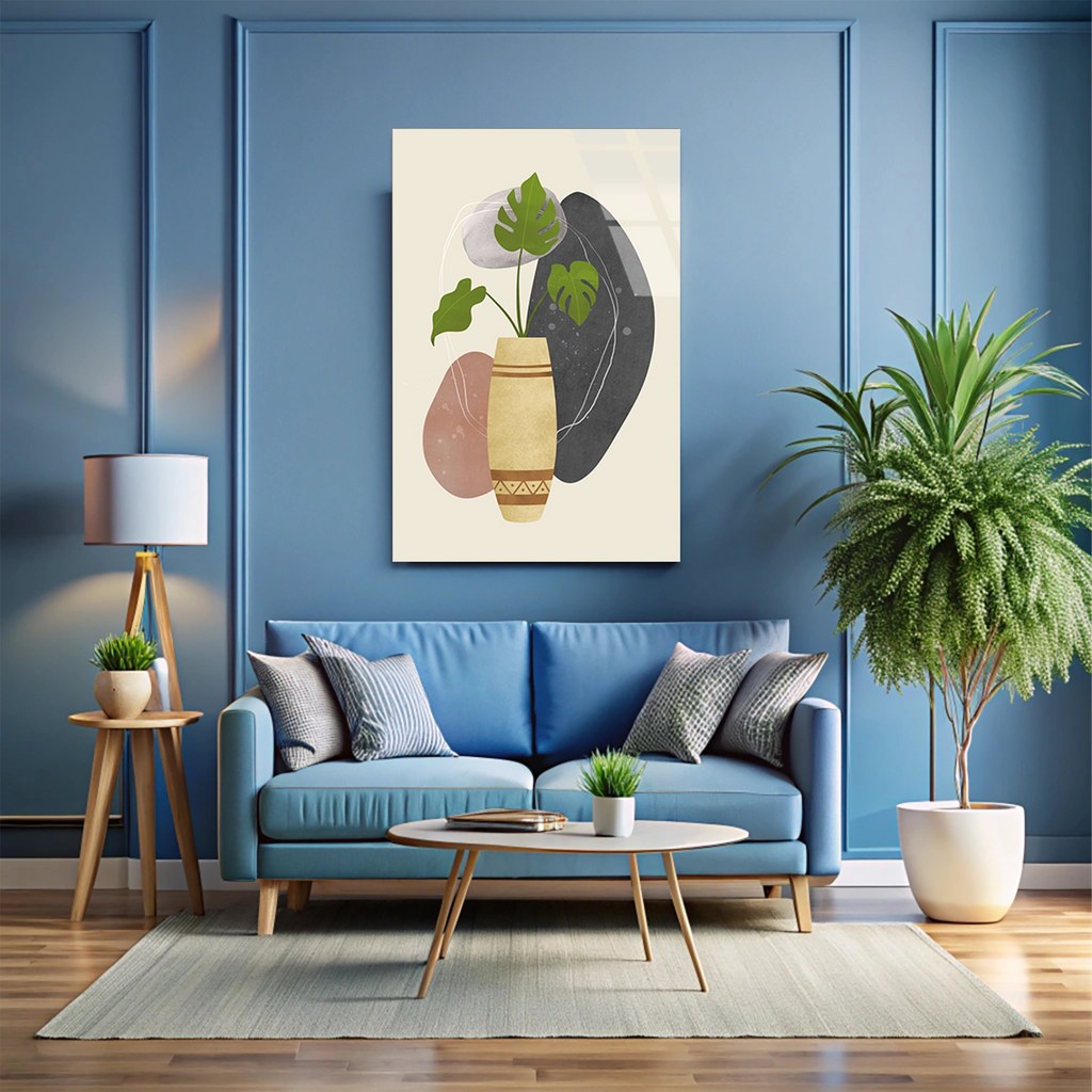 MONSTERA VAZO MİNİMAL BOHO - CAM TABLO - DEG0570