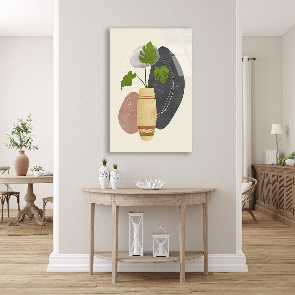 MONSTERA VAZO MİNİMAL BOHO - CAM TABLO - DEG0570