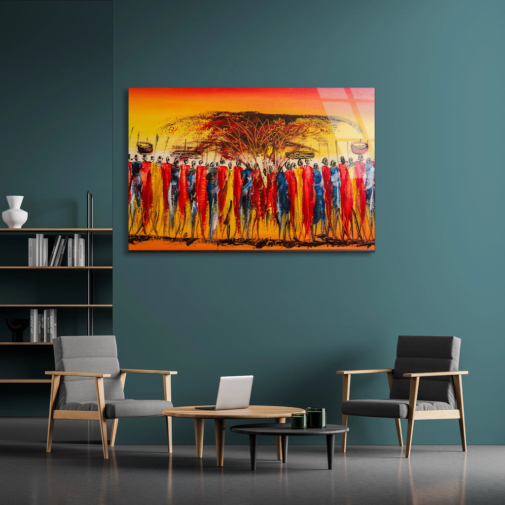 Afrika Masai Kabilesi Cam Tablo