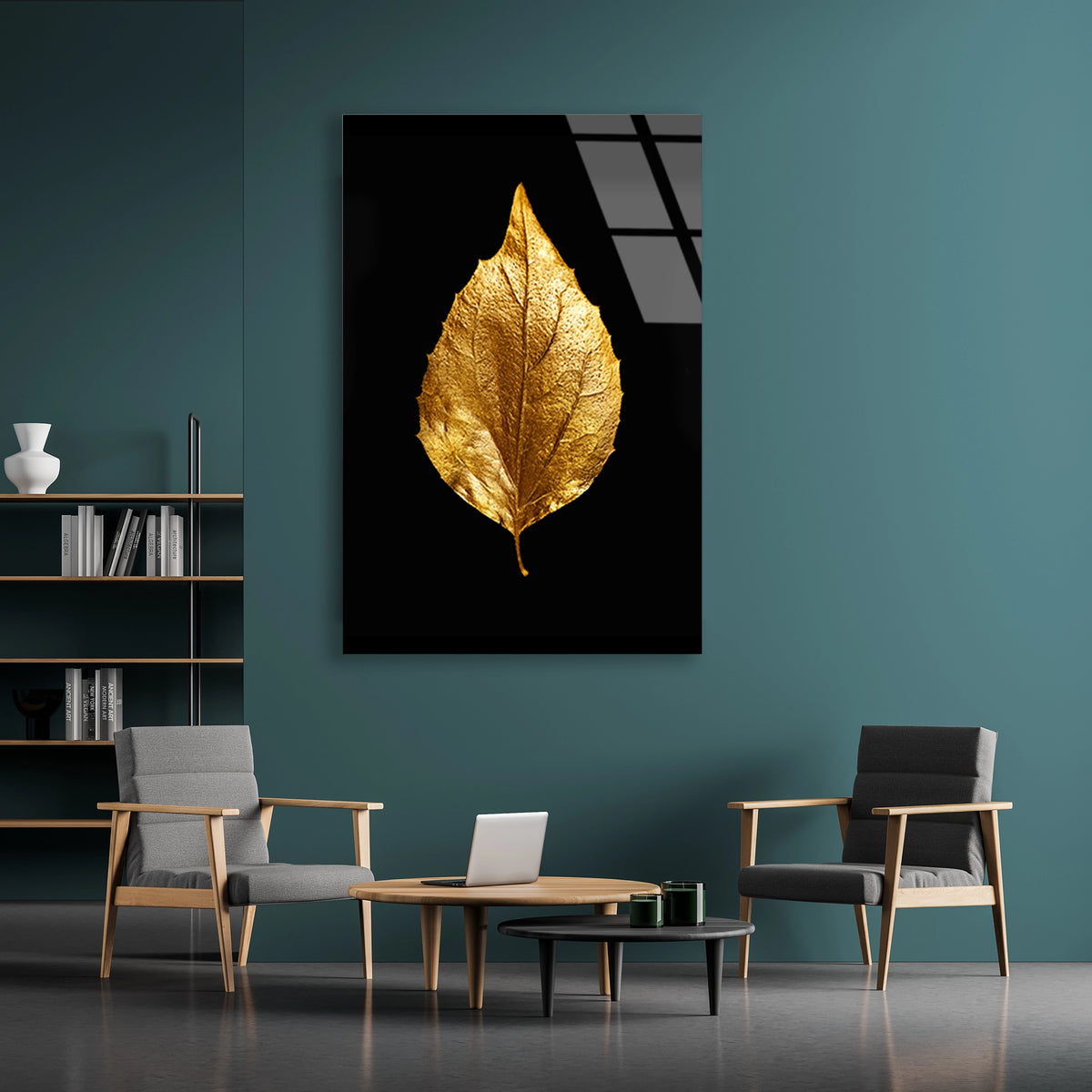 Altin Yaprak Minimal Cam Tablo