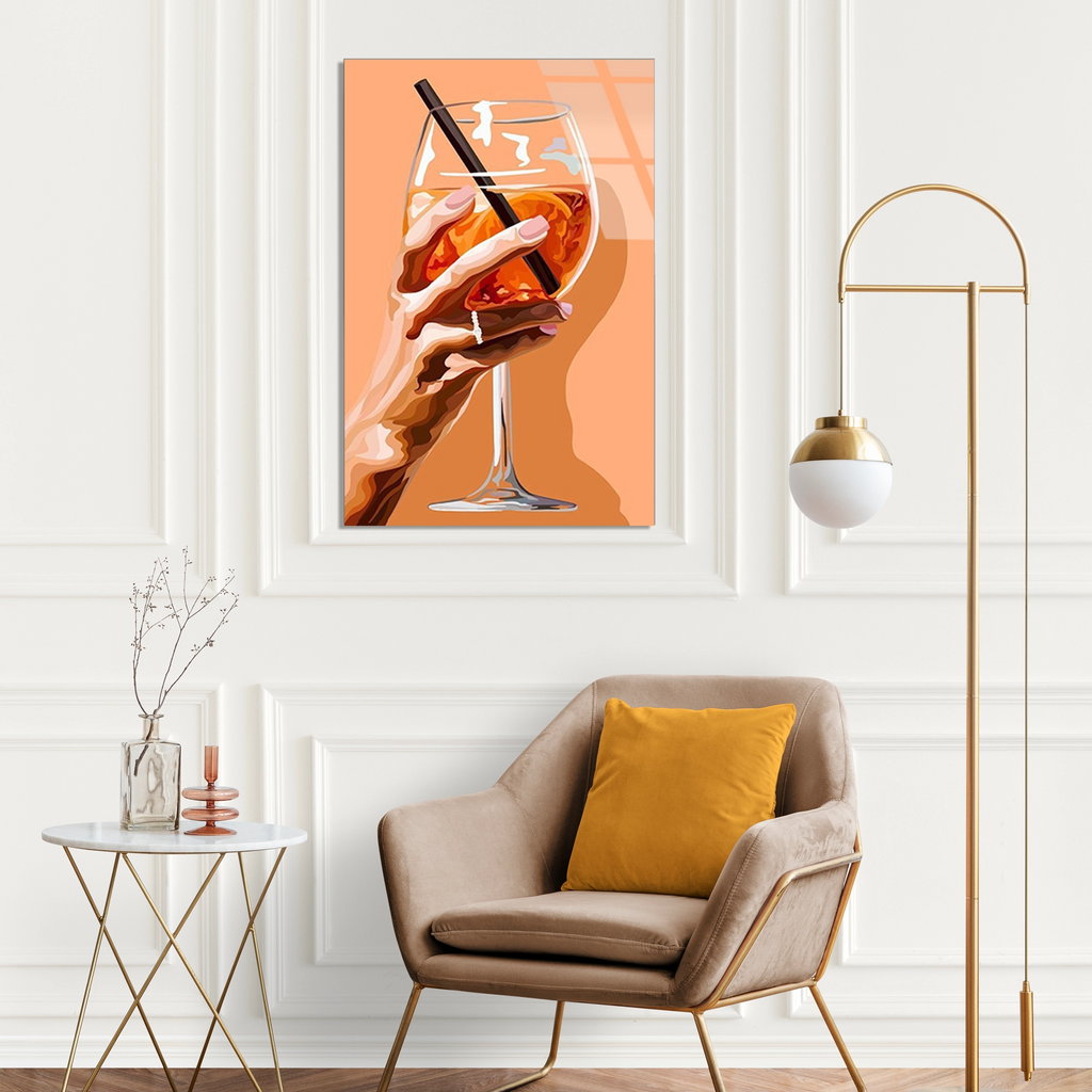 Aperol Kokteyl Bardagi Cam Tablo