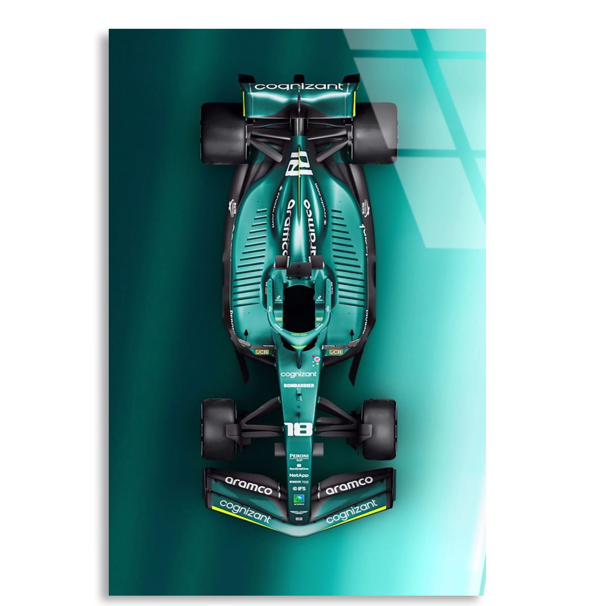 Aston Martin Üstten Görünüm F1 Cam Tablo – Formula 1 Duvar Dekoru - DEG0788
