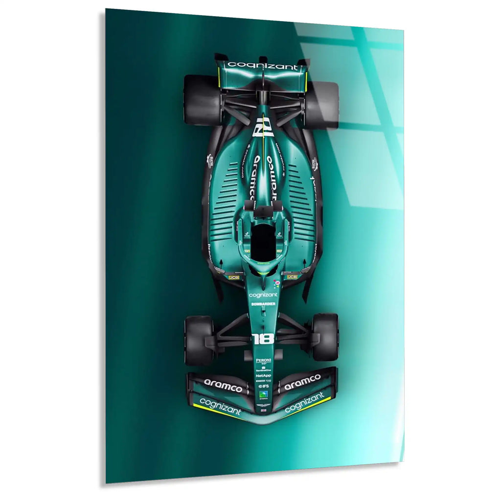 Aston Martin Üstten Görünüm F1 Cam Tablo – Formula 1 Duvar Dekoru - DEG0788