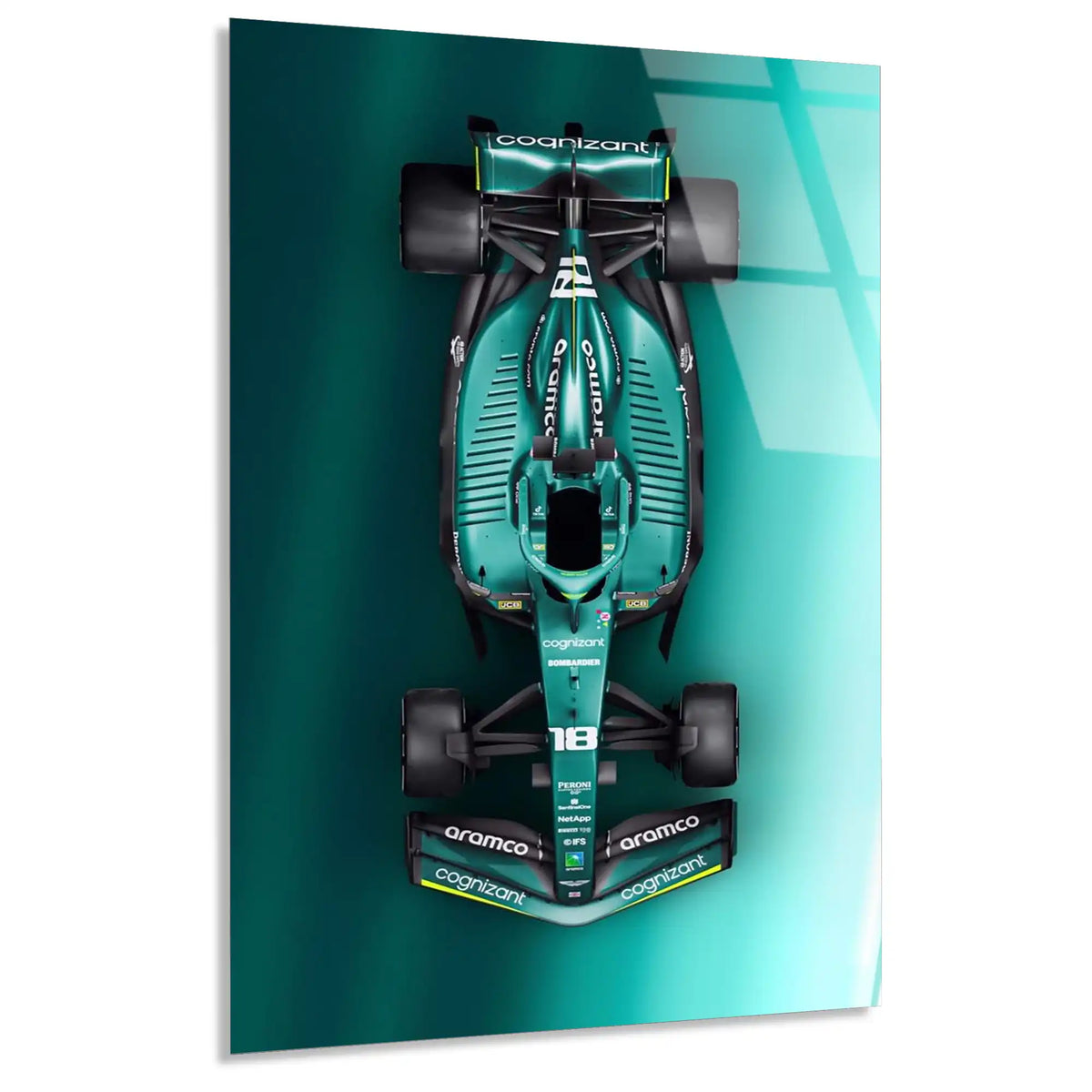 Aston Martin Üstten Görünüm F1 Cam Tablo – Formula 1 Duvar Dekoru - DEG0788