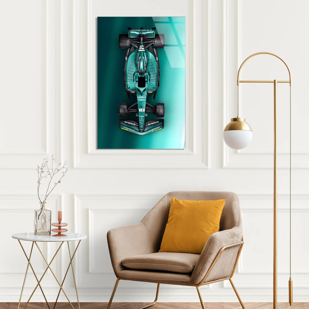 Aston Martin Üstten Görünüm F1 Cam Tablo – Formula 1 Duvar Dekoru - DEG0788