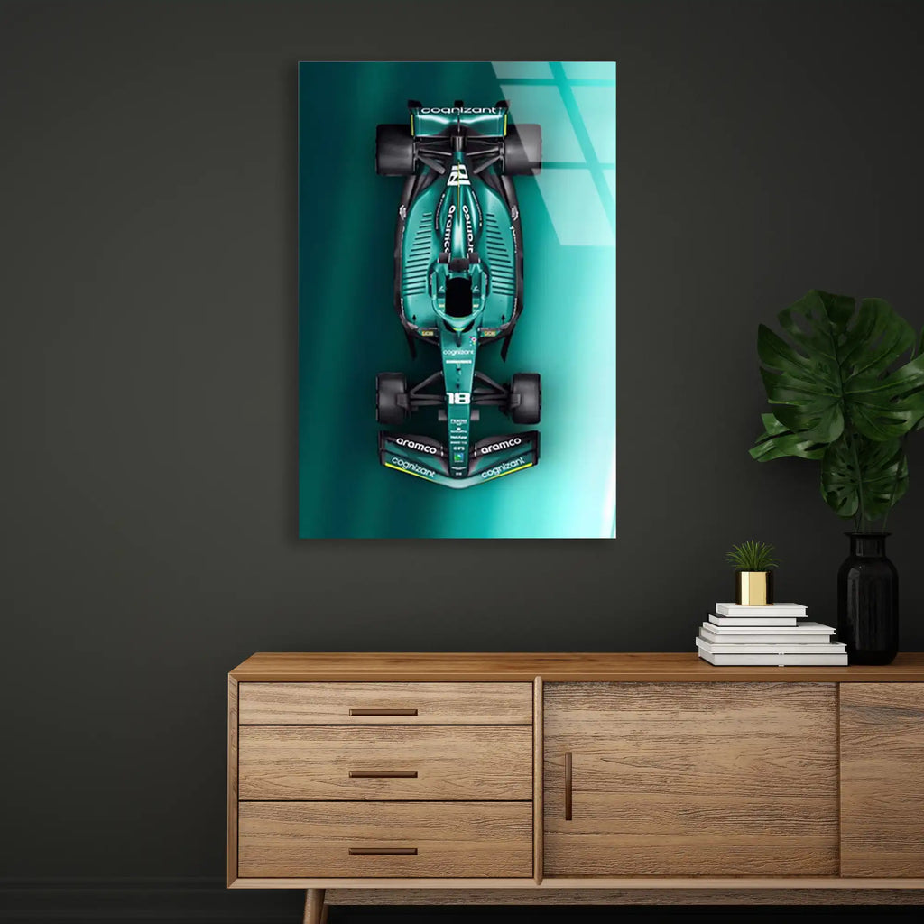 Aston Martin Üstten Görünüm F1 Cam Tablo – Formula 1 Duvar Dekoru - DEG0788