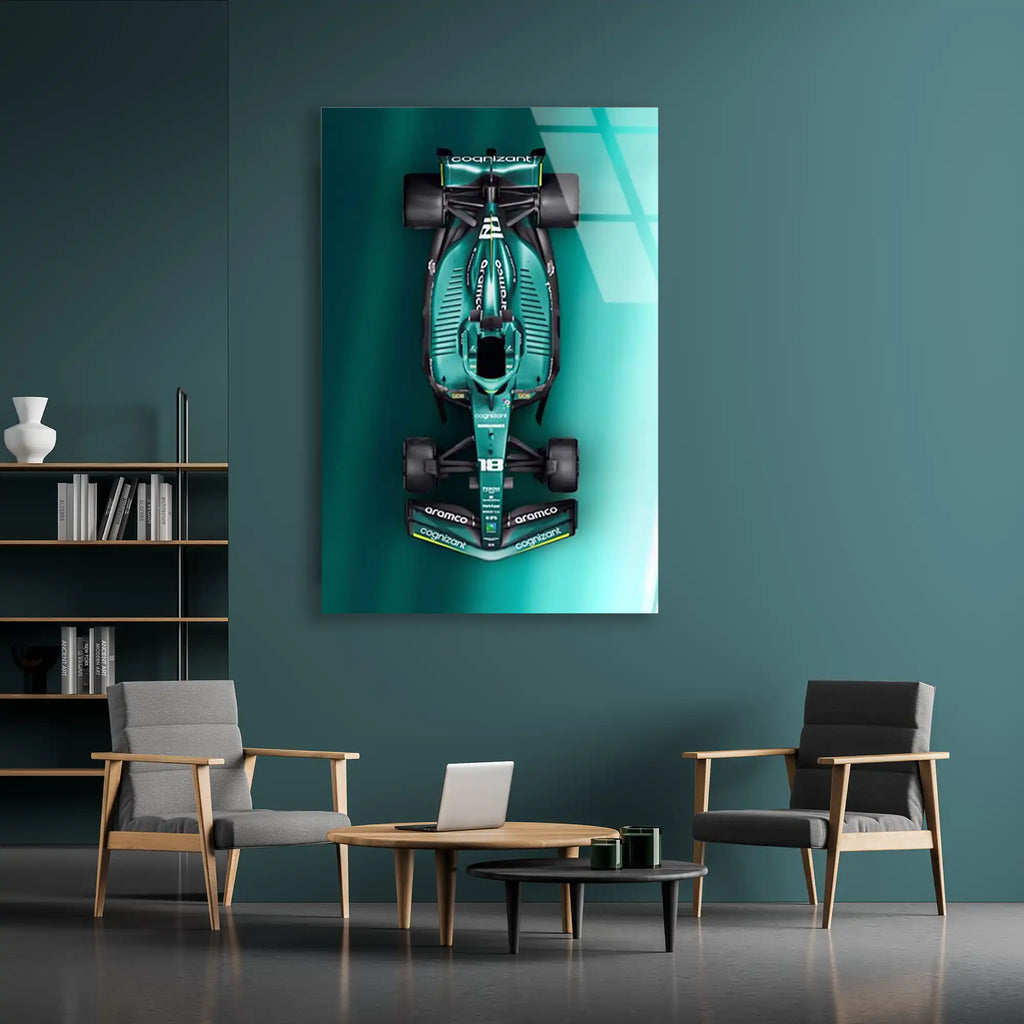 Aston Martin Üstten Görünüm F1 Cam Tablo – Formula 1 Duvar Dekoru - DEG0788