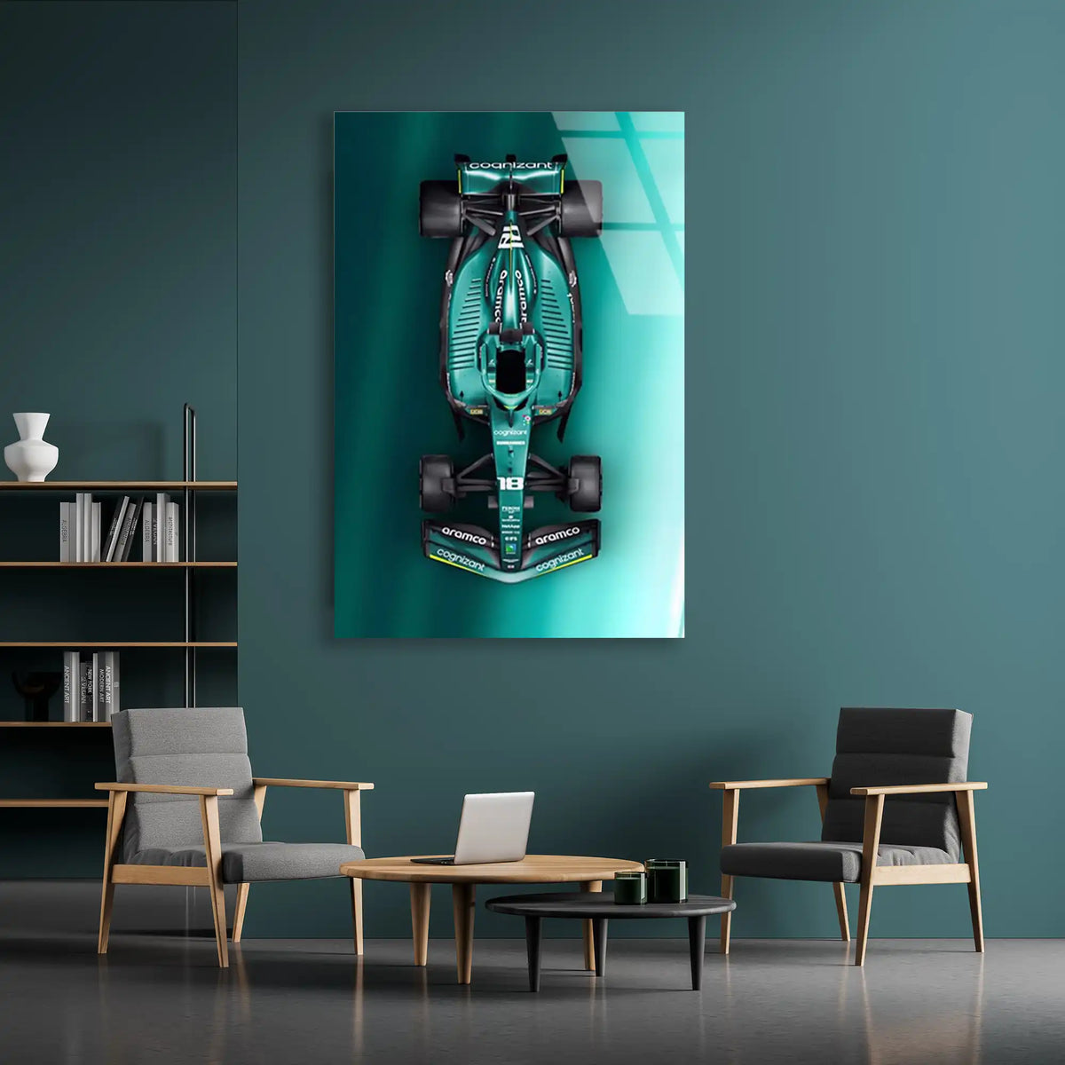 Aston Martin Üstten Görünüm F1 Cam Tablo – Formula 1 Duvar Dekoru - DEG0788