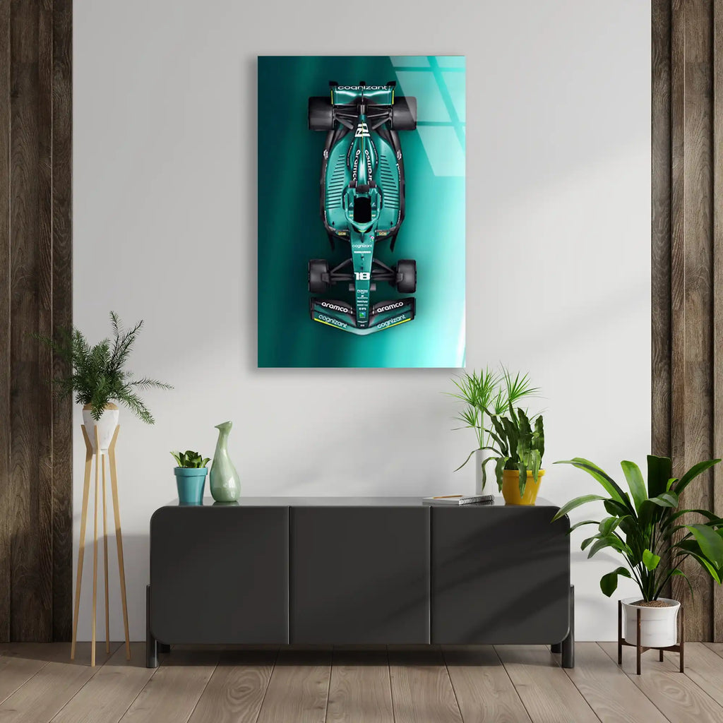 Aston Martin Üstten Görünüm F1 Cam Tablo – Formula 1 Duvar Dekoru - DEG0788