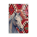 At Ve Kilim Deseni Cam Tablo