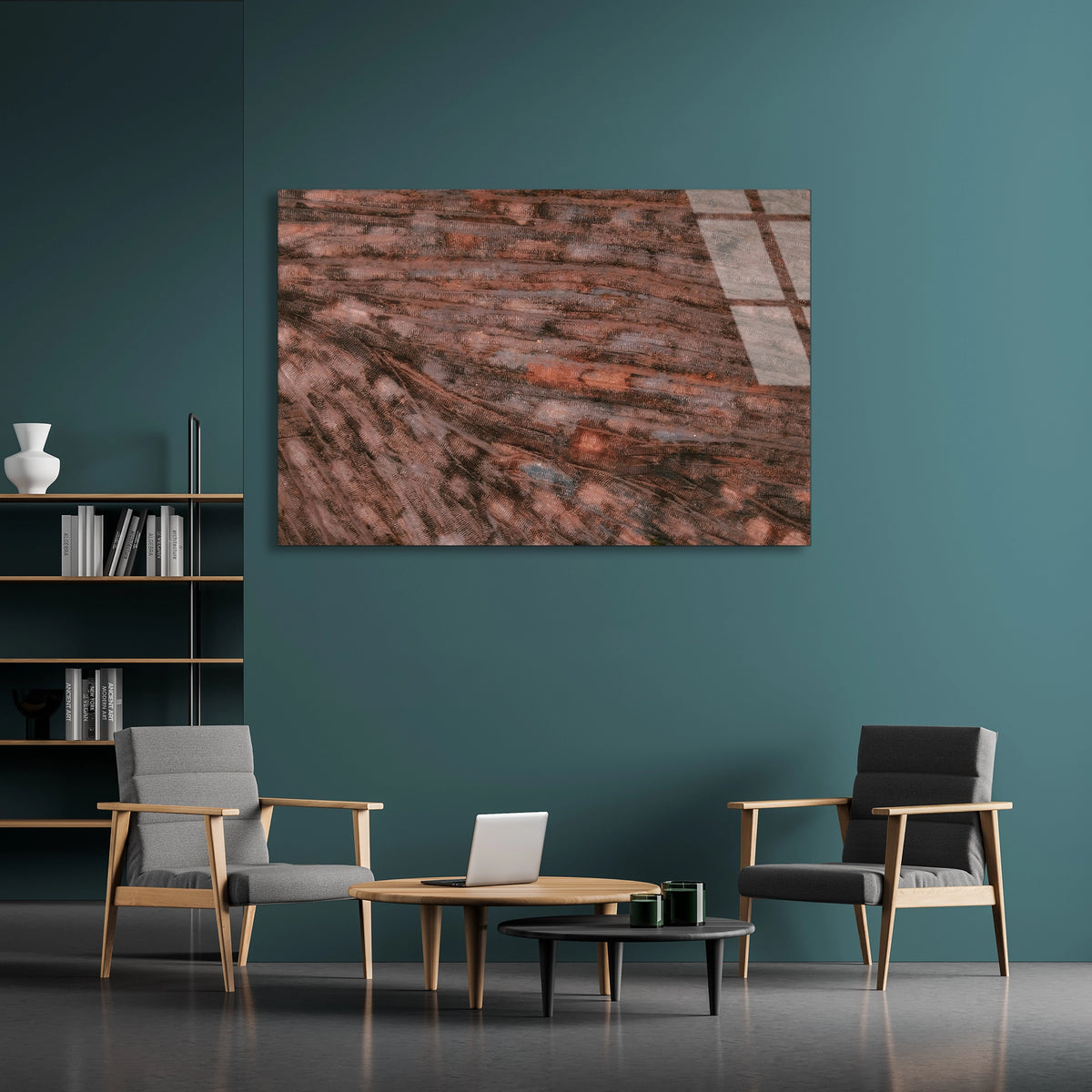 Bakır Dokulu Mermer Cam Tablo