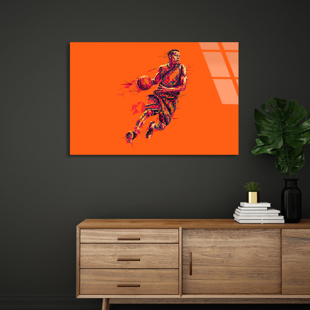 Basketbolcu Pop Art Cam Tablo