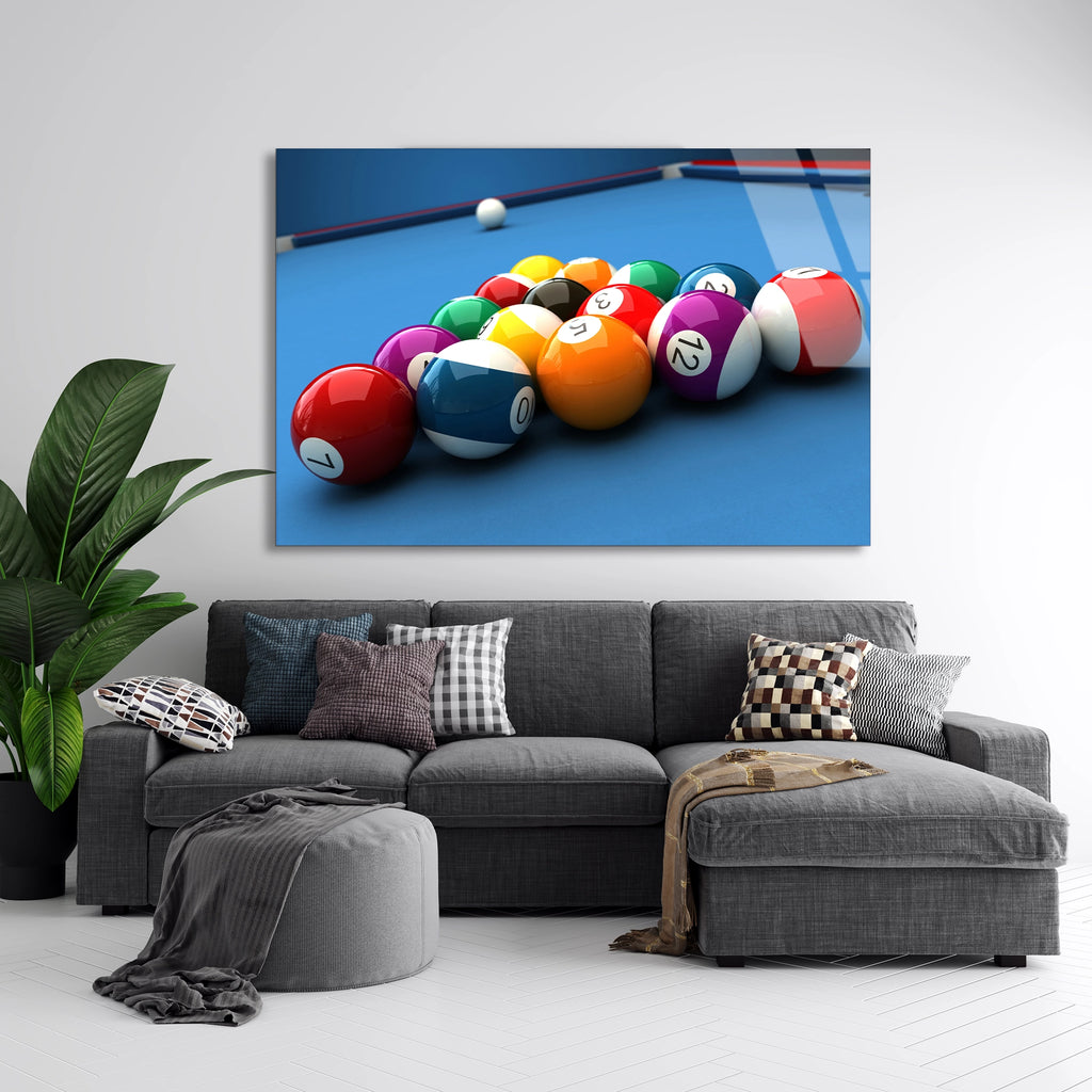 Bilardo Topları Cam Tablo
