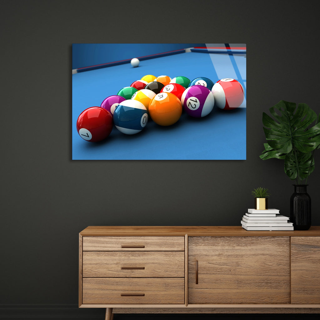 Bilardo Topları Cam Tablo