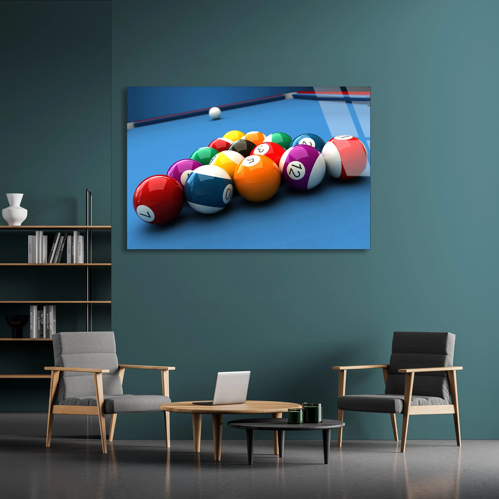 Bilardo Topları Cam Tablo