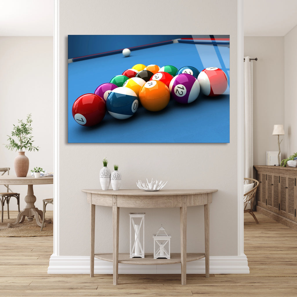 Bilardo Topları Cam Tablo