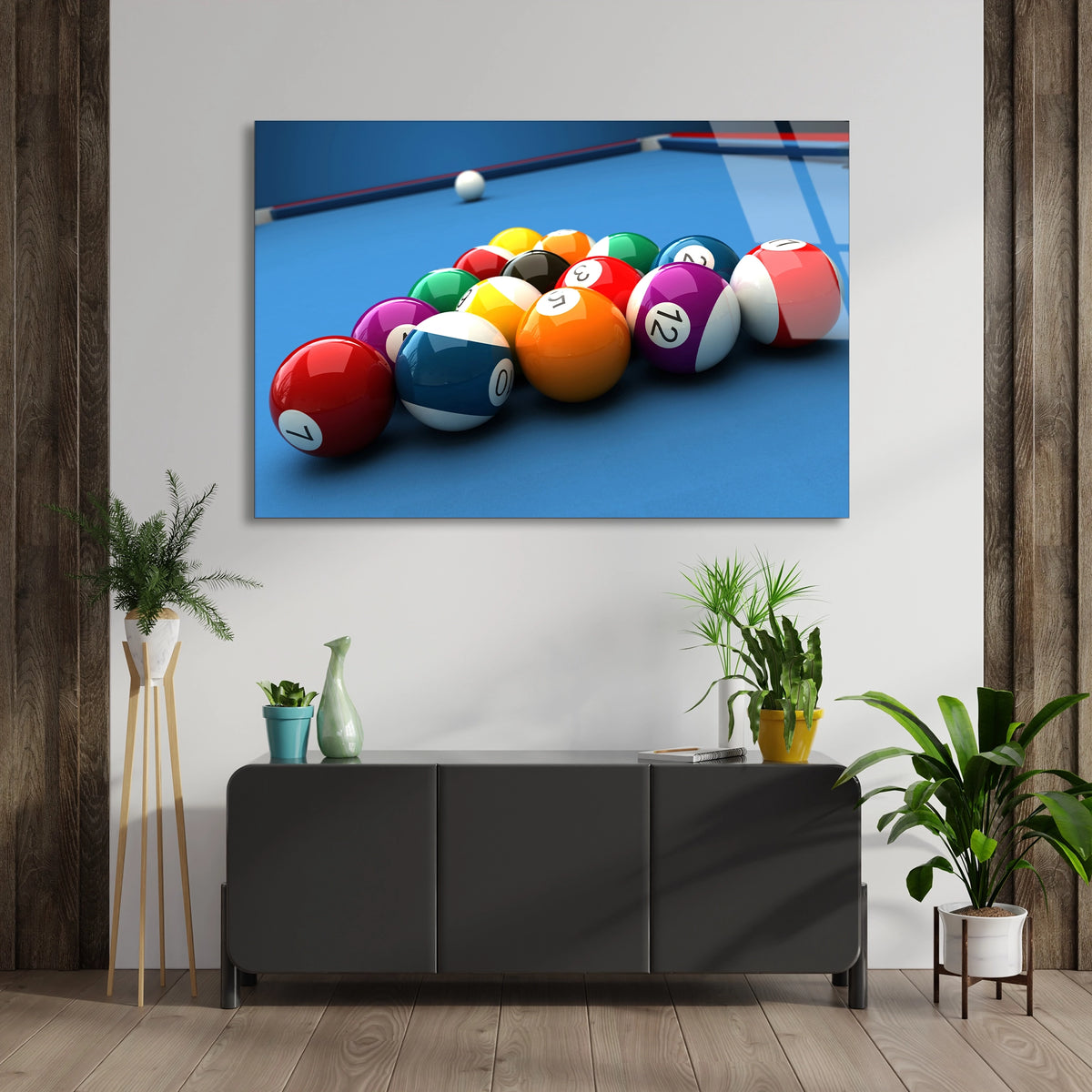 Bilardo Topları Cam Tablo