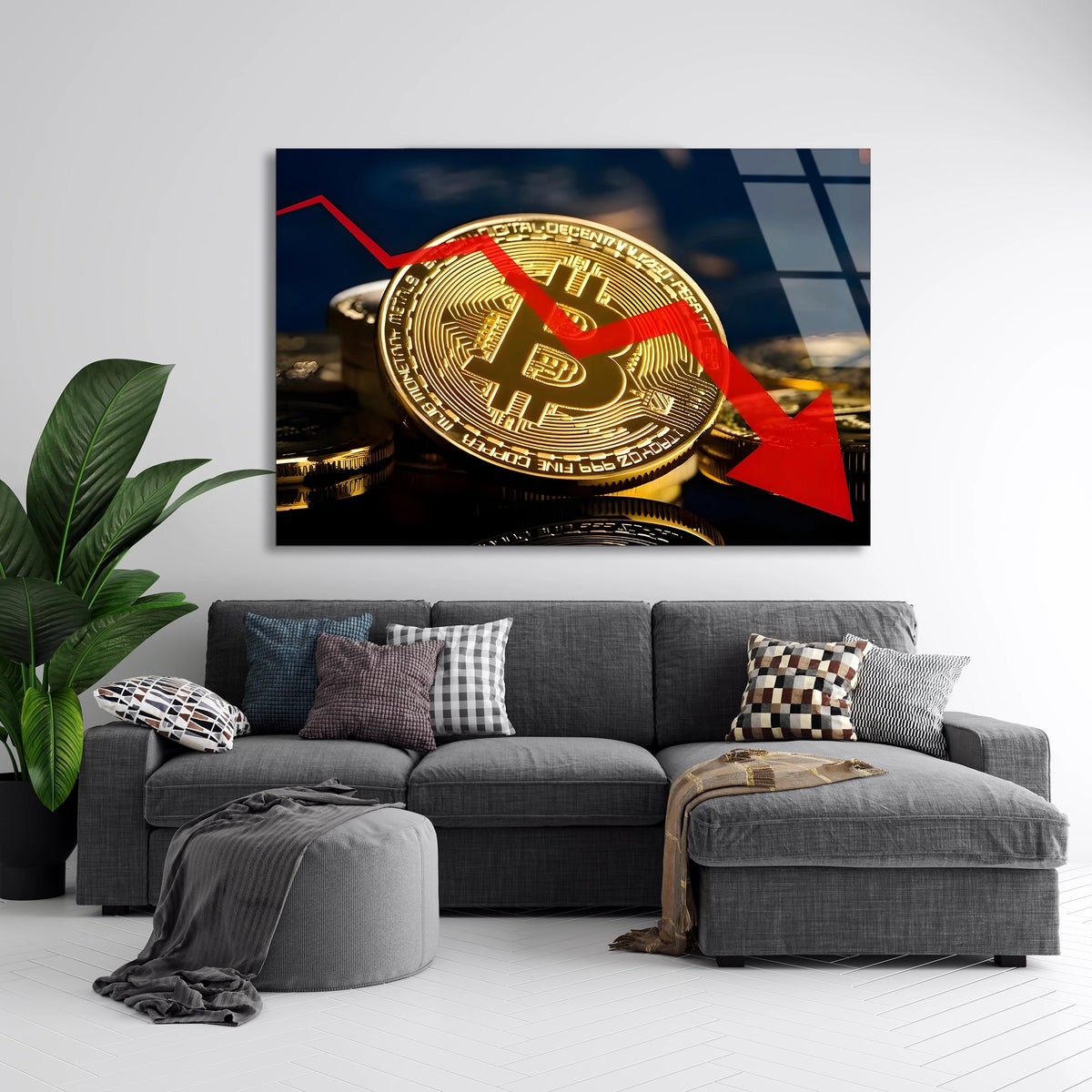 Bitcoin Düşüş Grafiği Cam Tablo