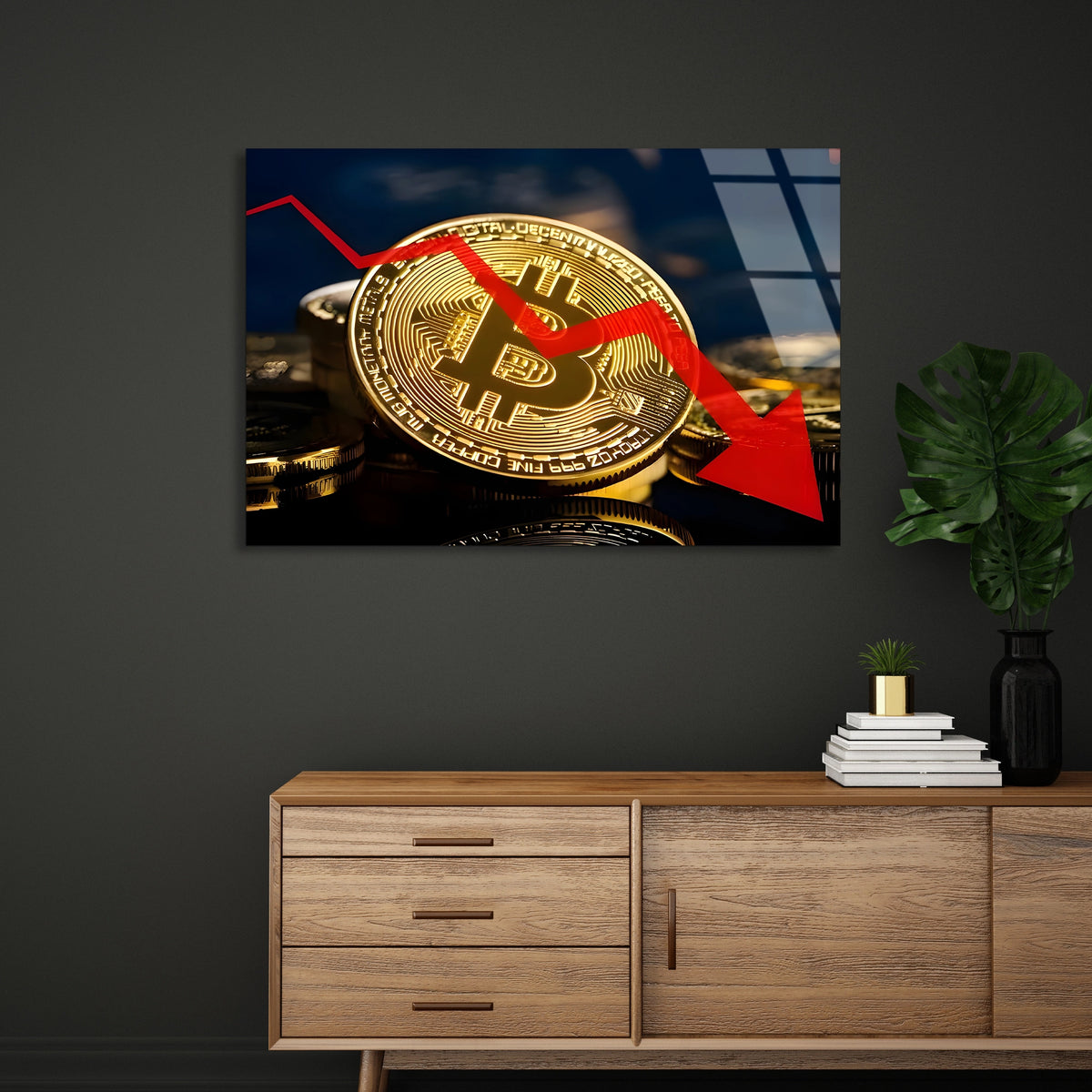 Bitcoin Düşüş Grafiği Cam Tablo