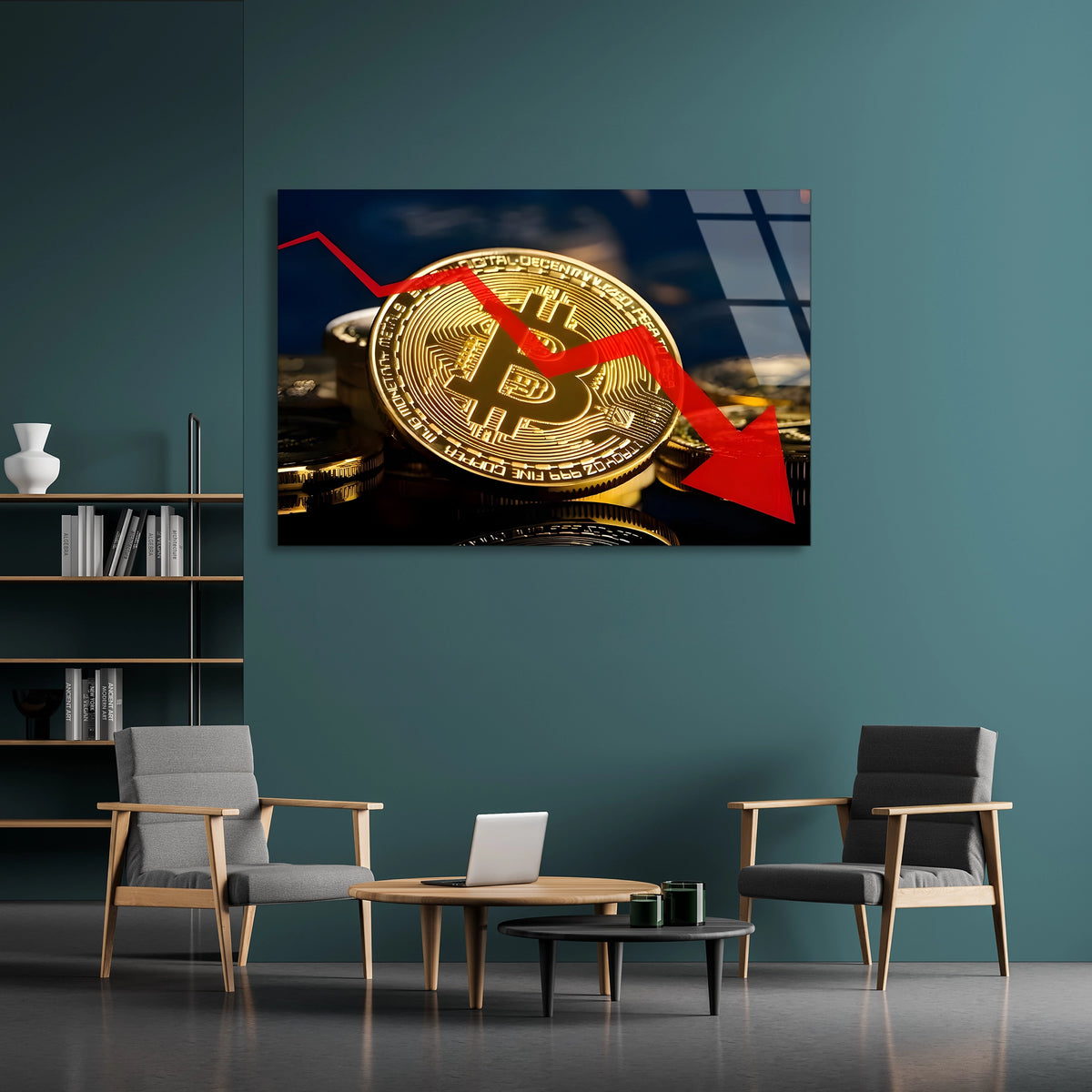 Bitcoin Düşüş Grafiği Cam Tablo