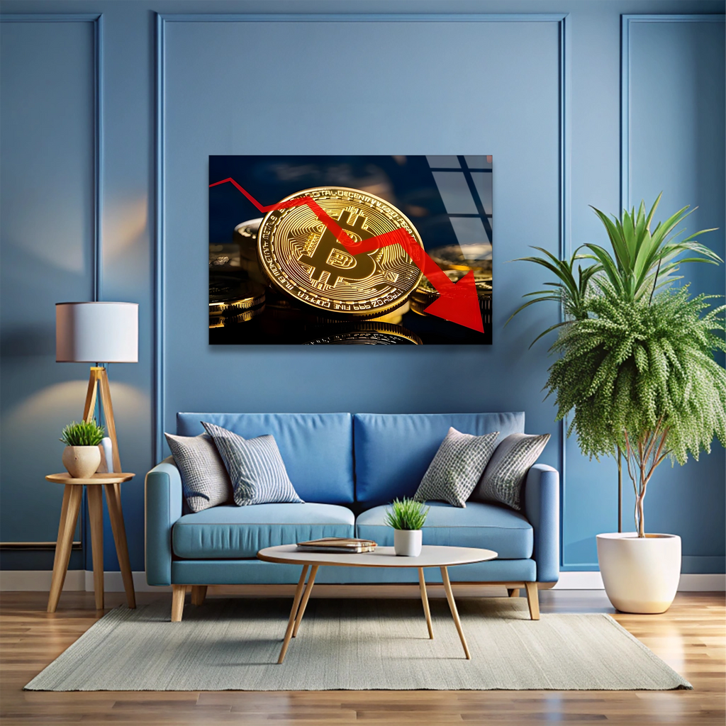 Bitcoin Düşüş Grafiği Cam Tablo