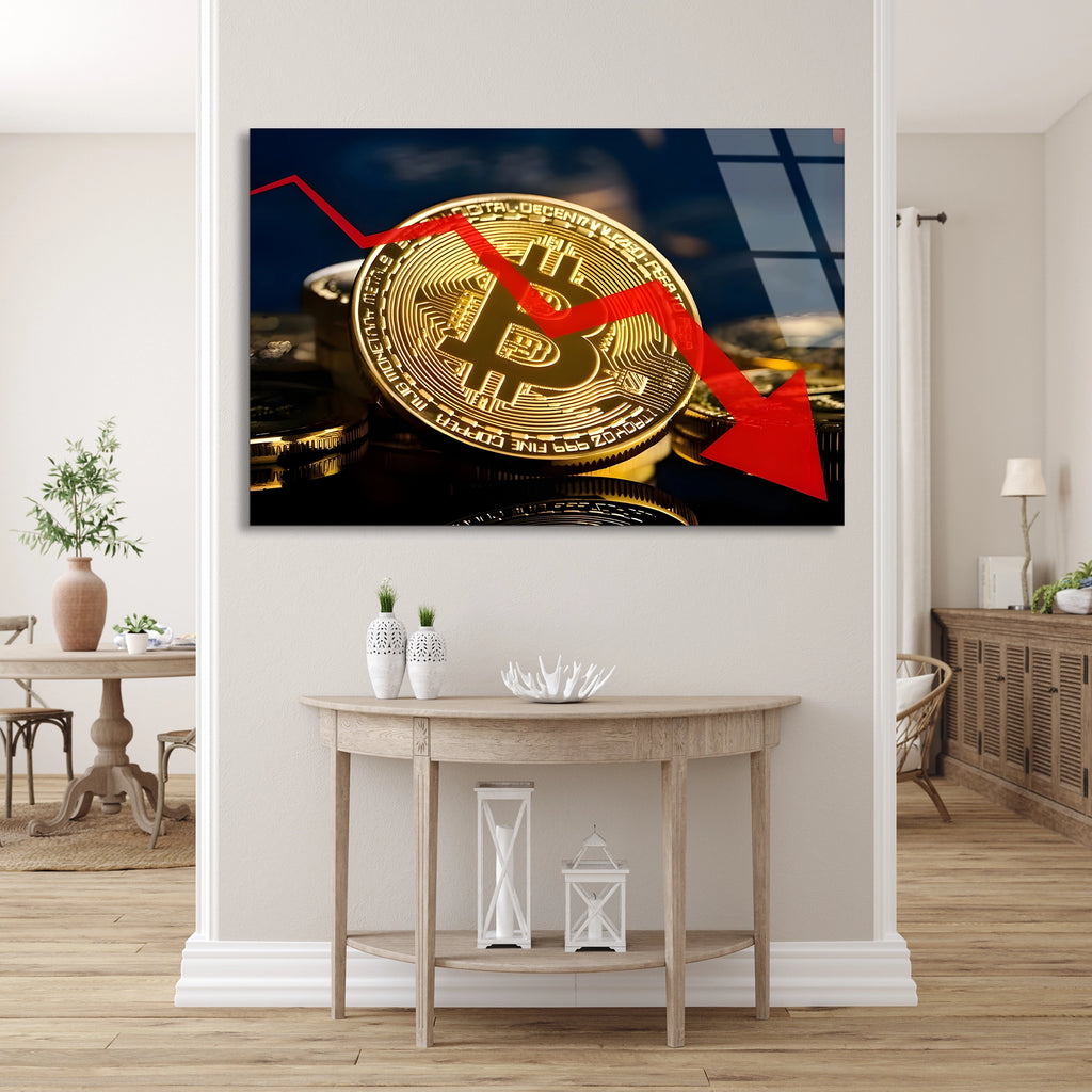 Bitcoin Düşüş Grafiği Cam Tablo