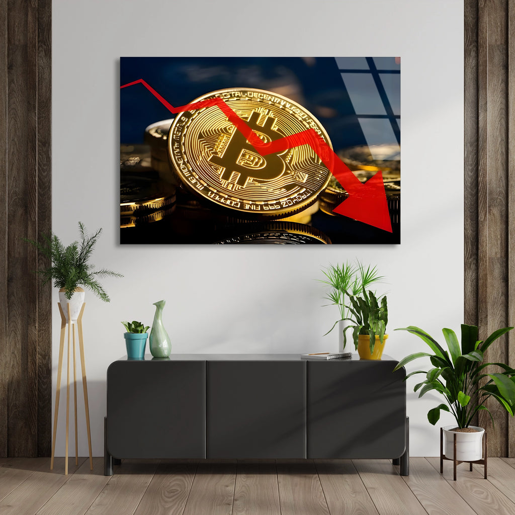 Bitcoin Düşüş Grafiği Cam Tablo
